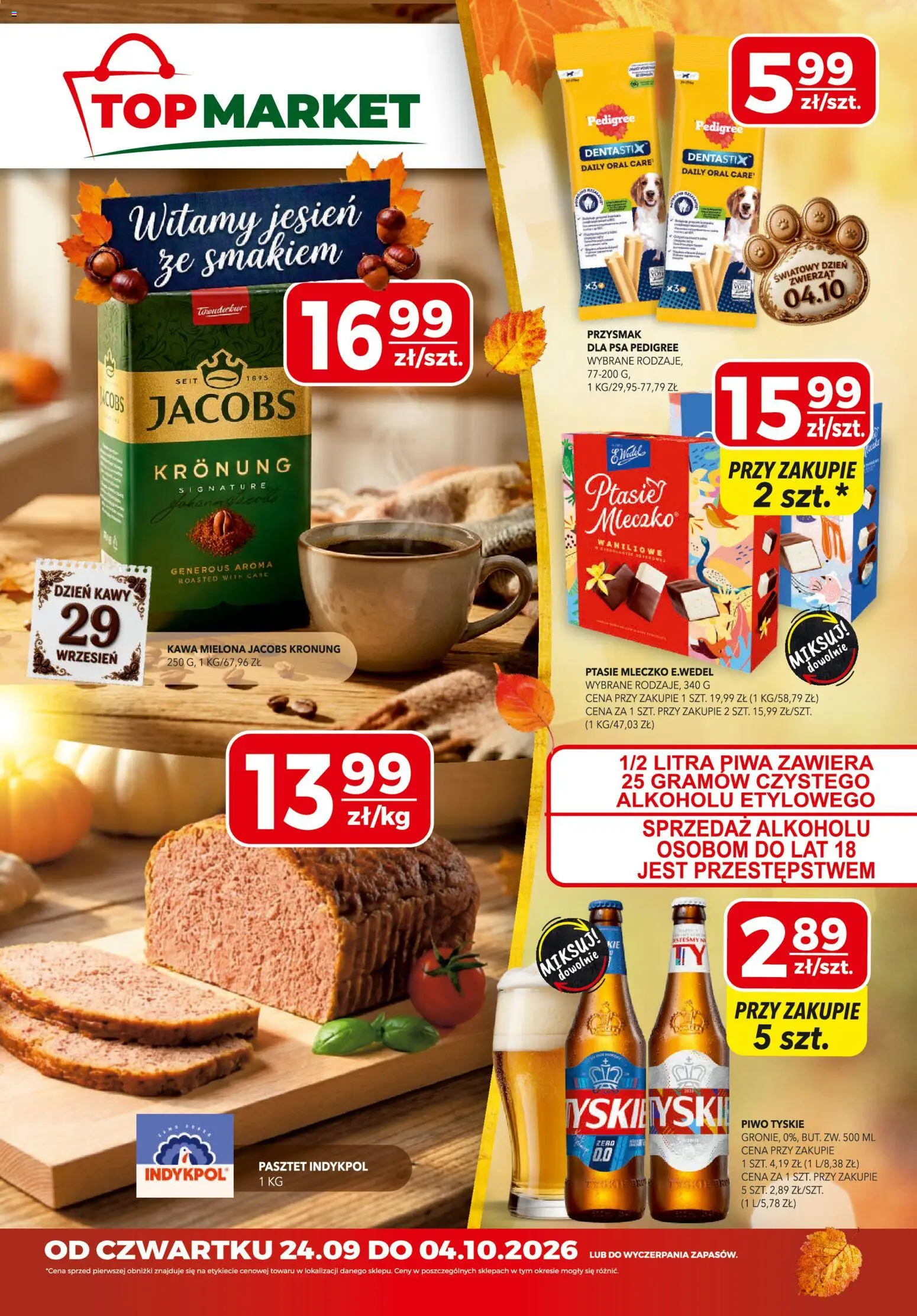 Top Market gazetka od 24.09.2026 | Strona: 1 | Produkty: Pedigree, Ptasie mleczko, Dentastix, Kawa mielona