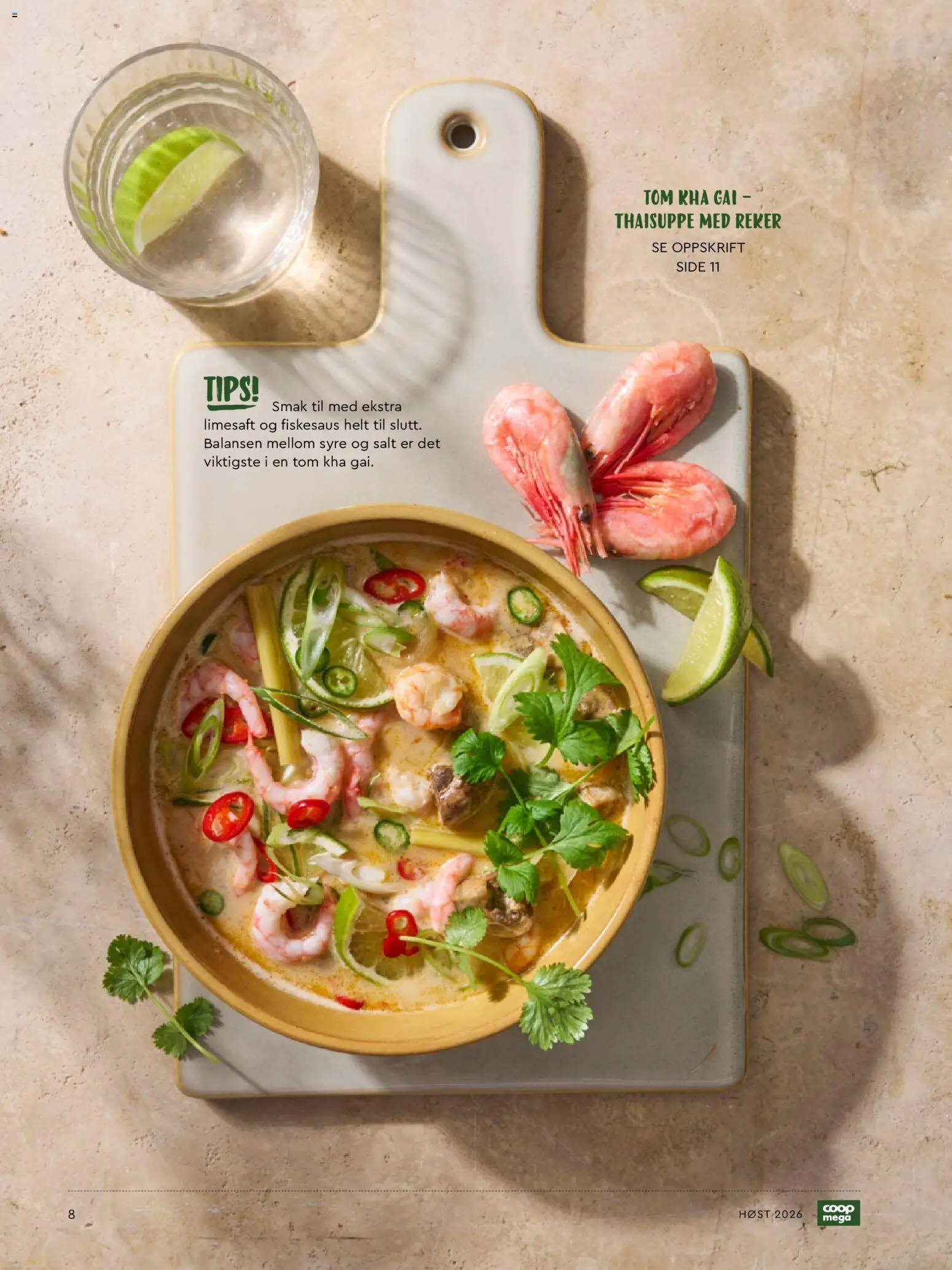 {H1} | Side: 8 | Produkter: Thaisuppe, Limesaft, Reker, Salt