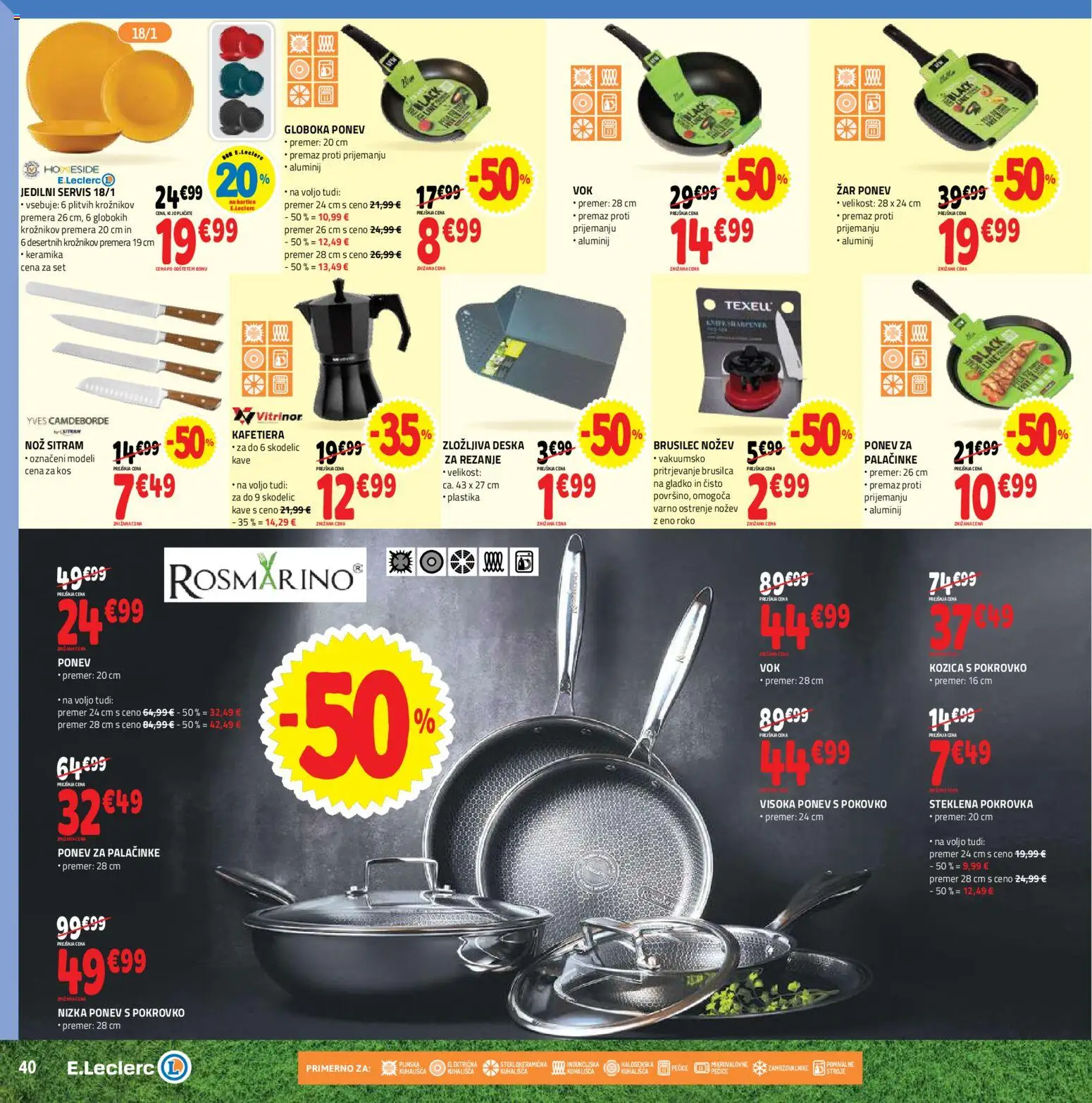 Novi E.leclerc katalog ponudbe – veljaven od 10.06.2026 | Stran: 40 | Izdelki: Nož, Zar, Kos, Palačinke