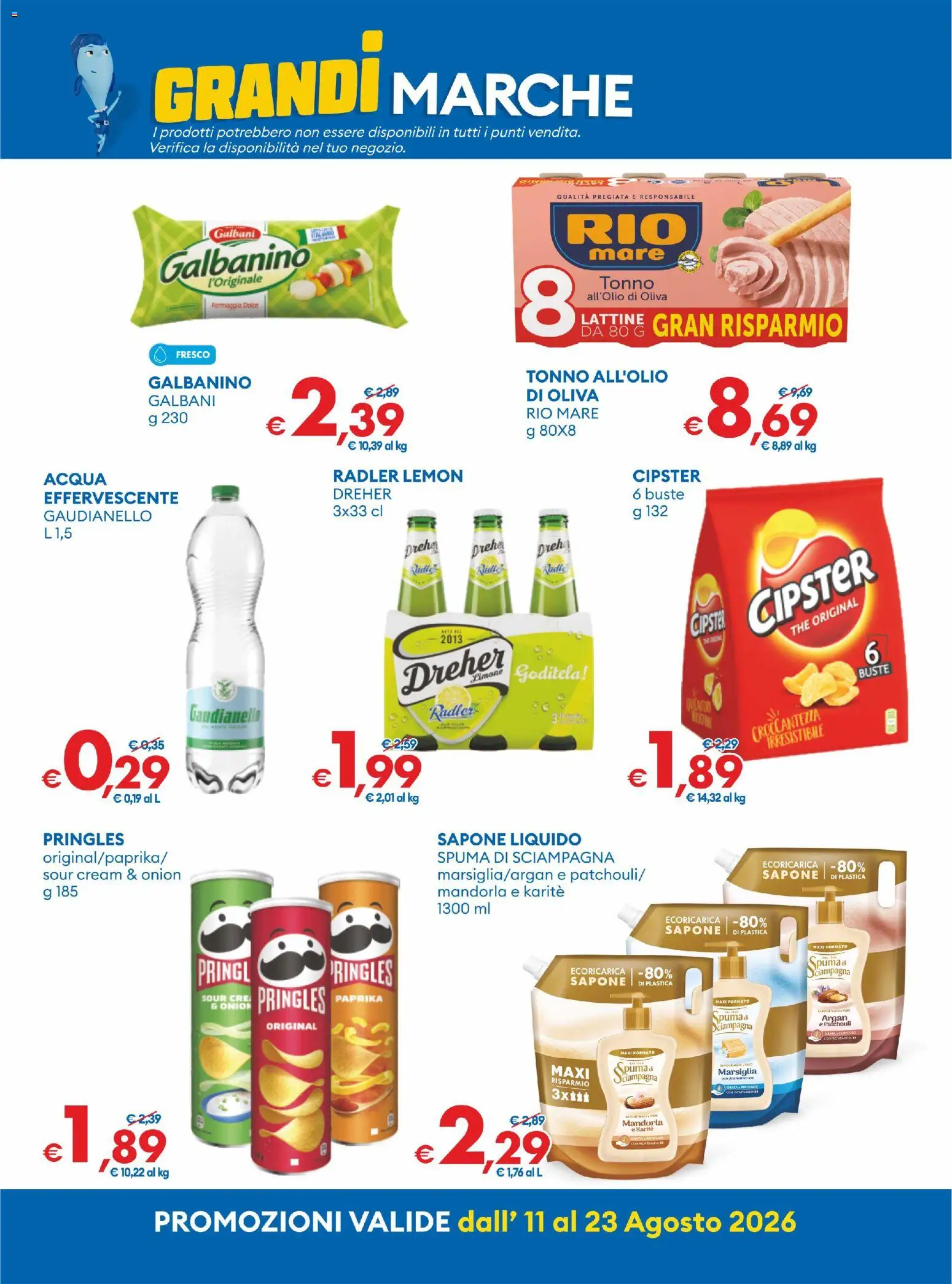 Volantino MD Discount del 11/08/2026 | Pagina: 14 | Prodotti: Sapone, Acqua, Tonno, Radler
