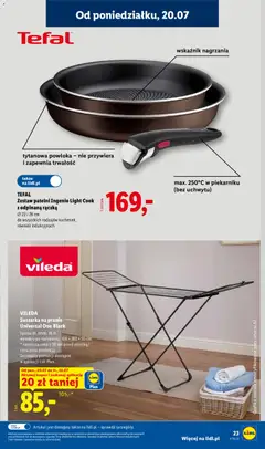 Pogląd oferty "VILEDA, Suszarka na pranie, Universal One Black, łączna dł. linek: 18 m, wymiary po rozłożeniu: 108 × 180 × 55 cm" - ważna od 20.07.2026 | Strona: 25 | Produkty: Suszarka na pranie, Suszarka, Vileda, Tefal