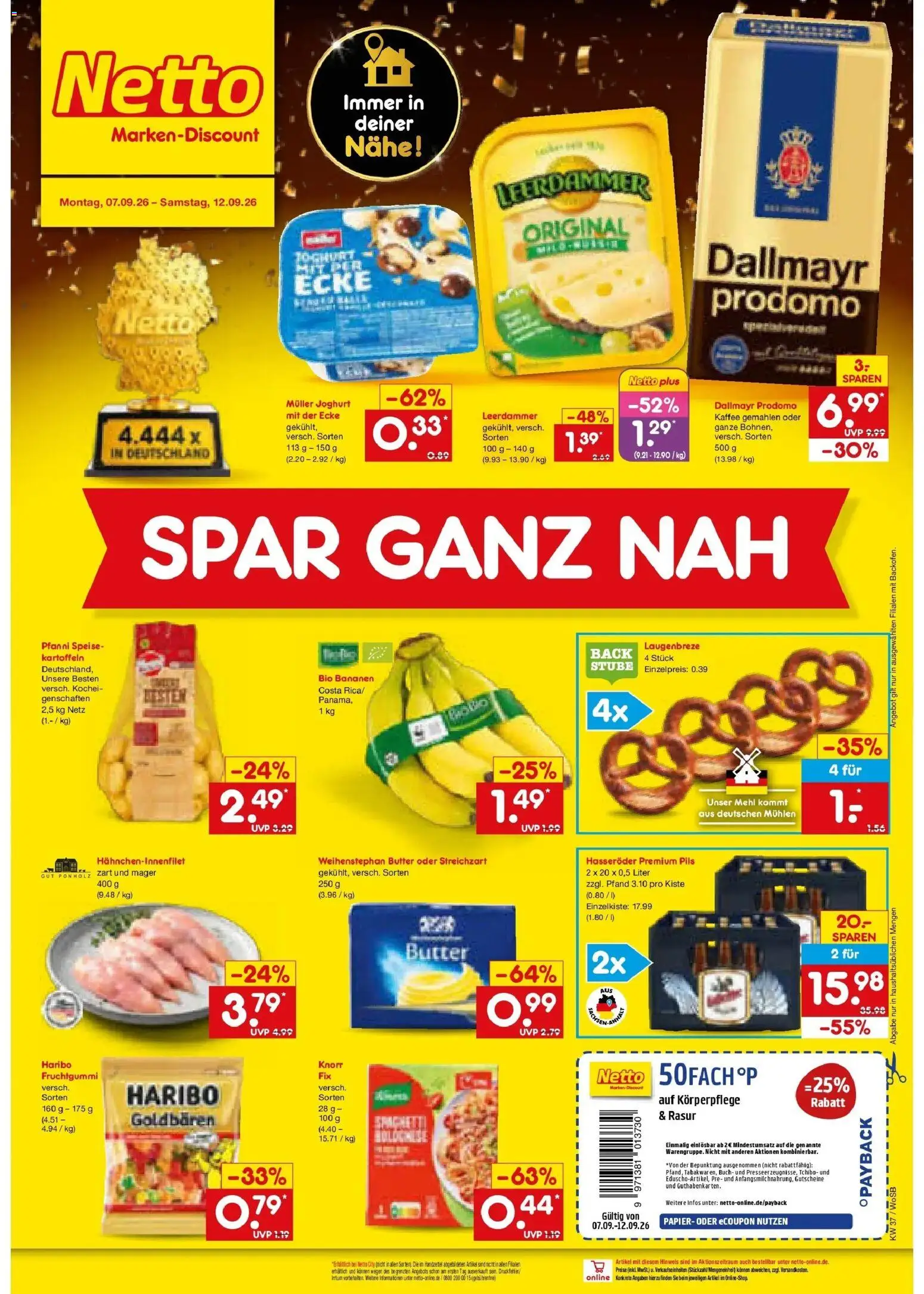 Netto Marken-Discount Prospekt Ludwigshafen-Edigheim – gültig ab 07.09.2026 | Seite: 1 | Produkte: Mehl, Haribo, Butter, Leerdammer