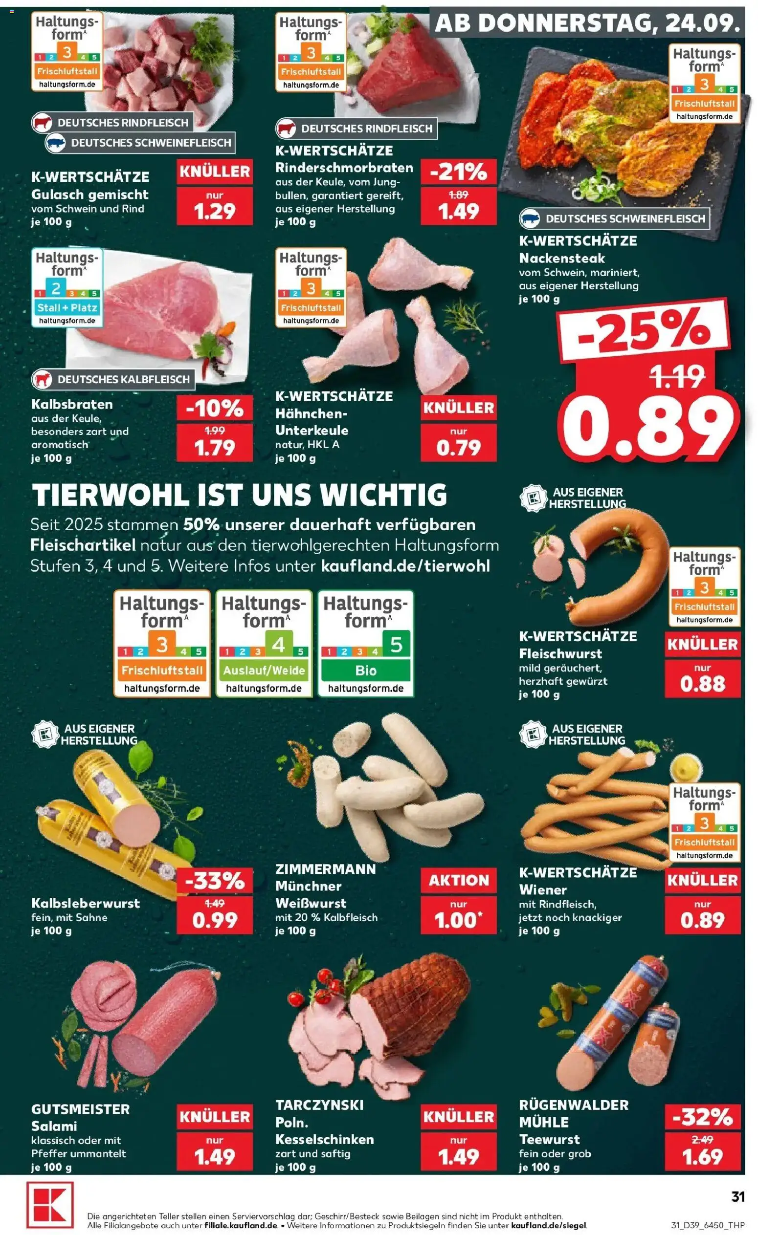 Prospekt Kaufland ab 21.09.2026 » Angebote Online zum Blättern | Seite: 43 | Produkte: Beilagen, Gulasch, Schweinefleisch, Rindfleisch