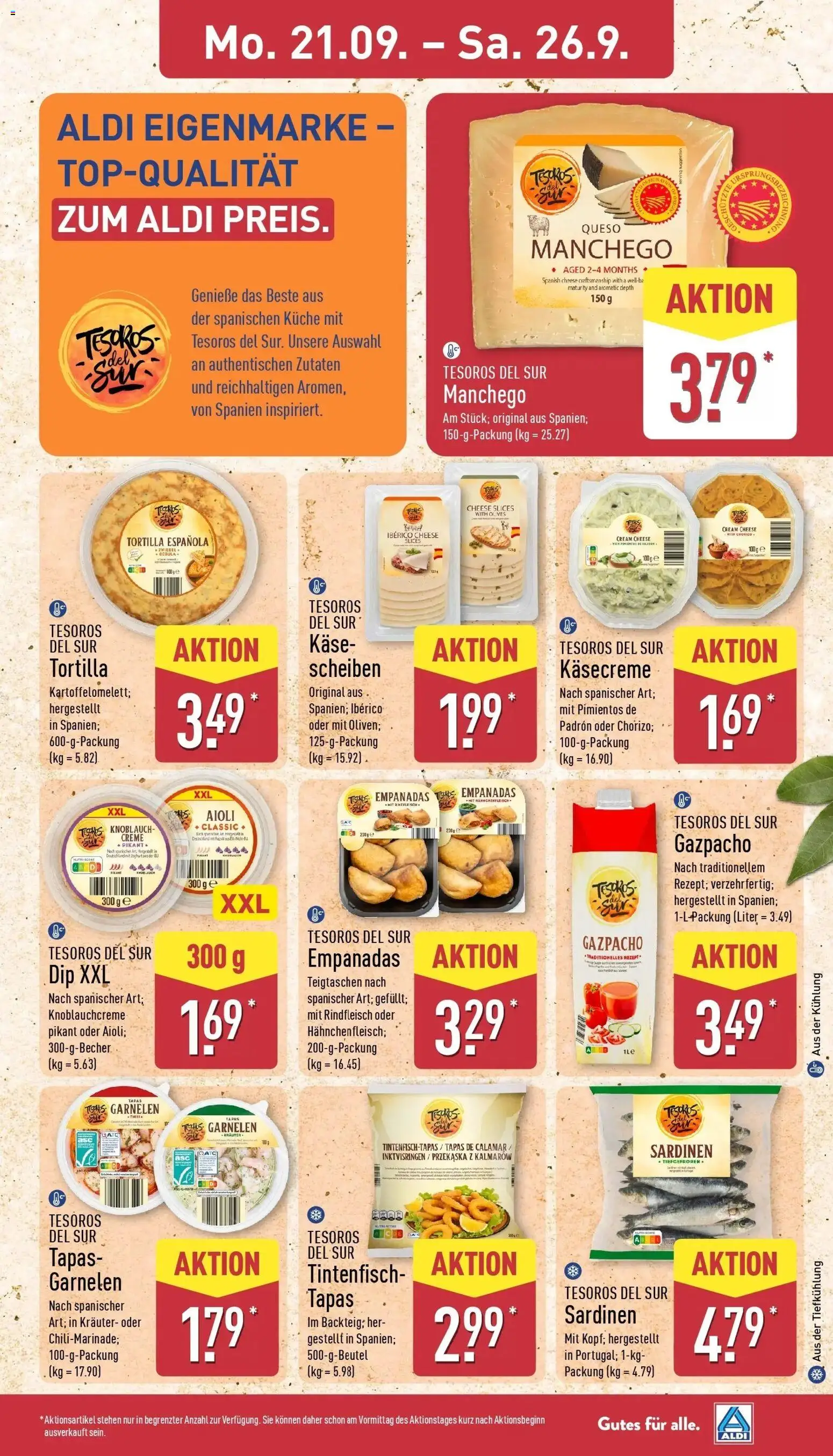 Aldi Aktueller Prospekt (ab 21.09.2026) » Angebote Online | Seite: 9 | Produkte: Käse, Küche, Garnelen, Creme