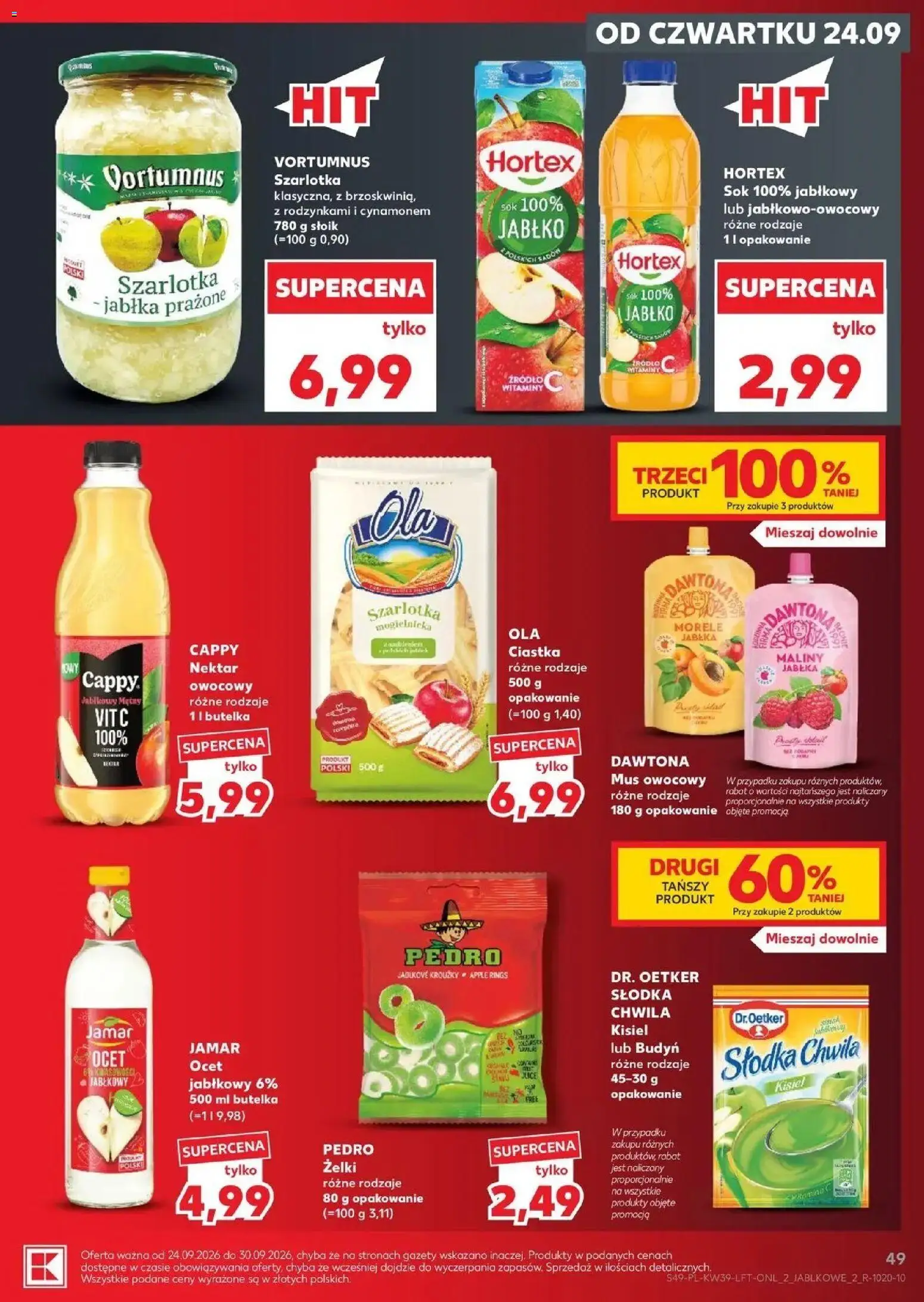 Kaufland gazetka od 24.09.2026 | Strona: 49 | Produkty: Ocet, Kisiel, Ocet jabłkowy, Mus owocowy