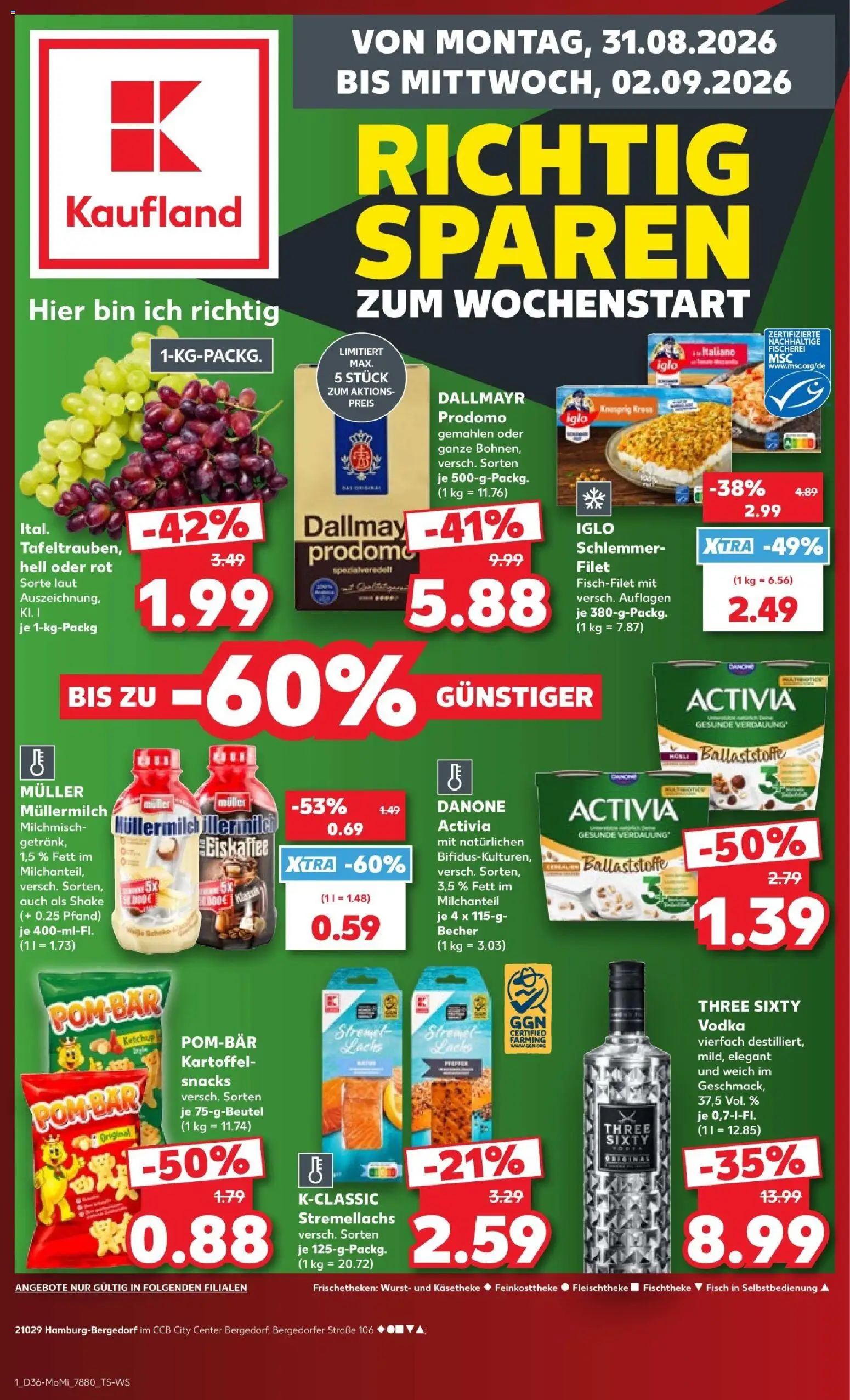 Kaufland Prospekt Hamburg – gültig ab 31.08.2026 | Seite: 1 | Produkte: Iglo, Fisch, Wurst, Muller mullermilch