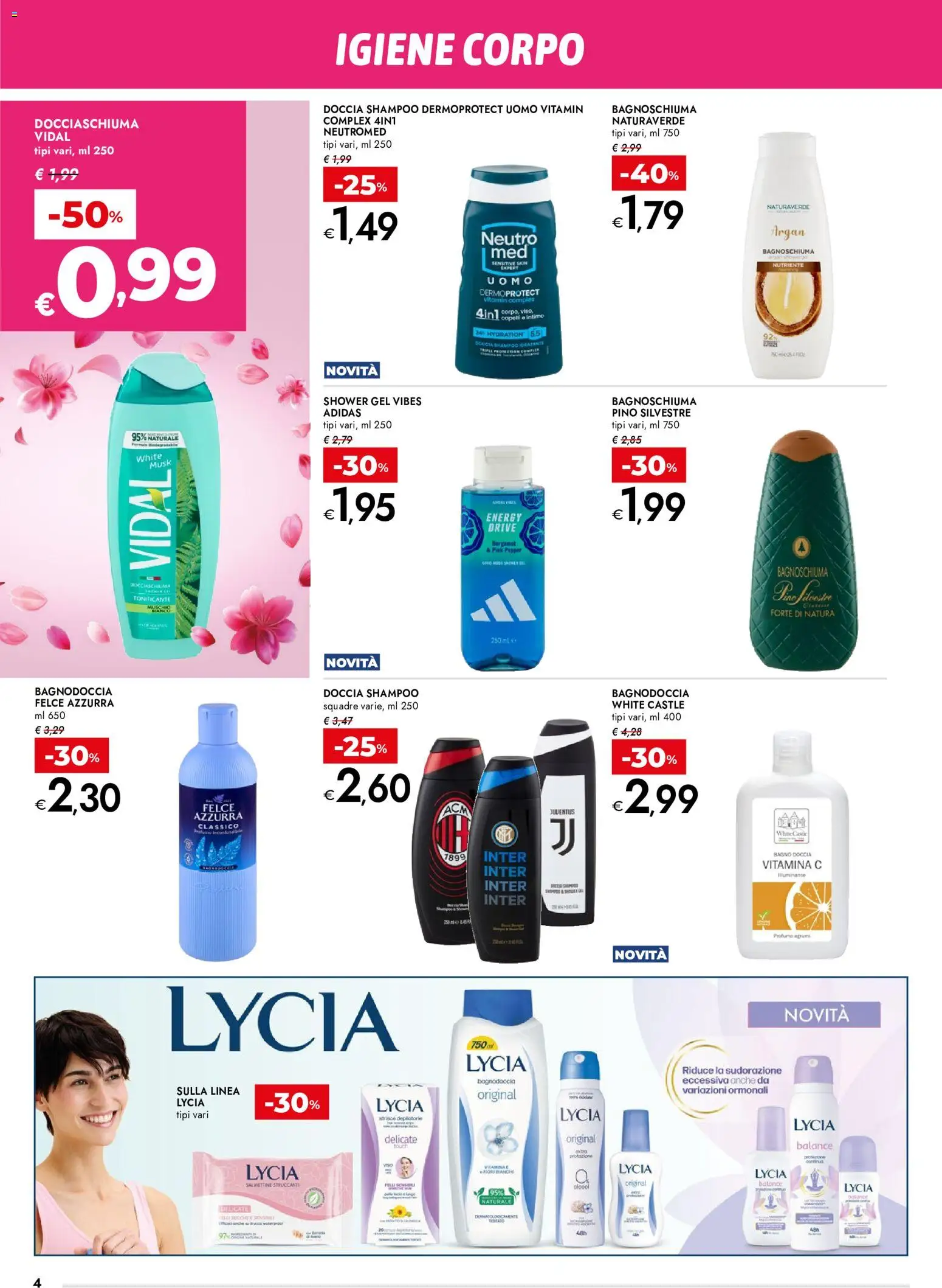 Volantino bennet del 17/09/2026 | Pagina: 4 | Prodotti: Bagnoschiuma, Bagno, Doccia, Profumo