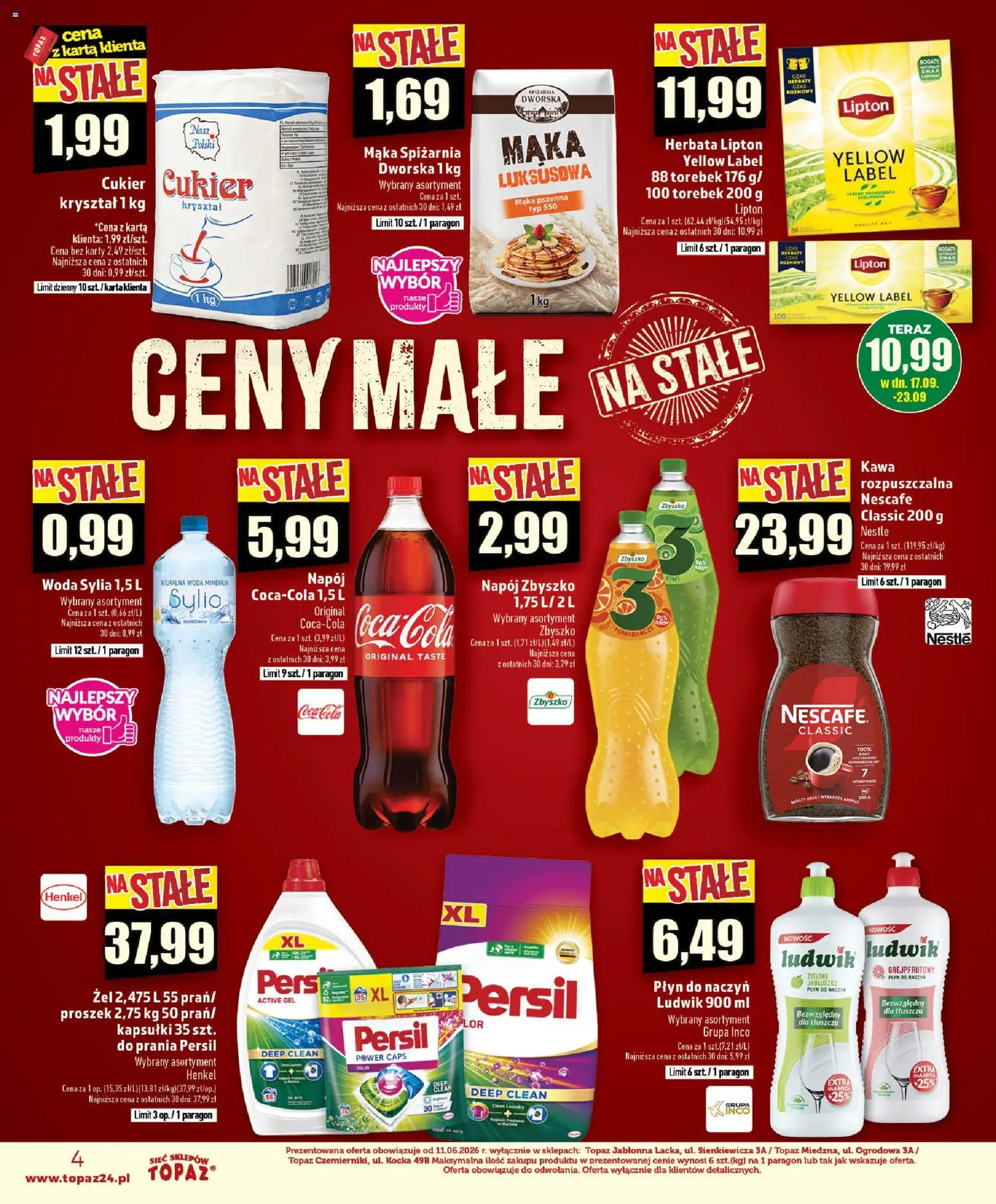 Topaz gazetka - Ceny małe na stałe od 17.09.2026 | Strona: 4 | Produkty: Kapsułki, Proszek, Kawa, Woda