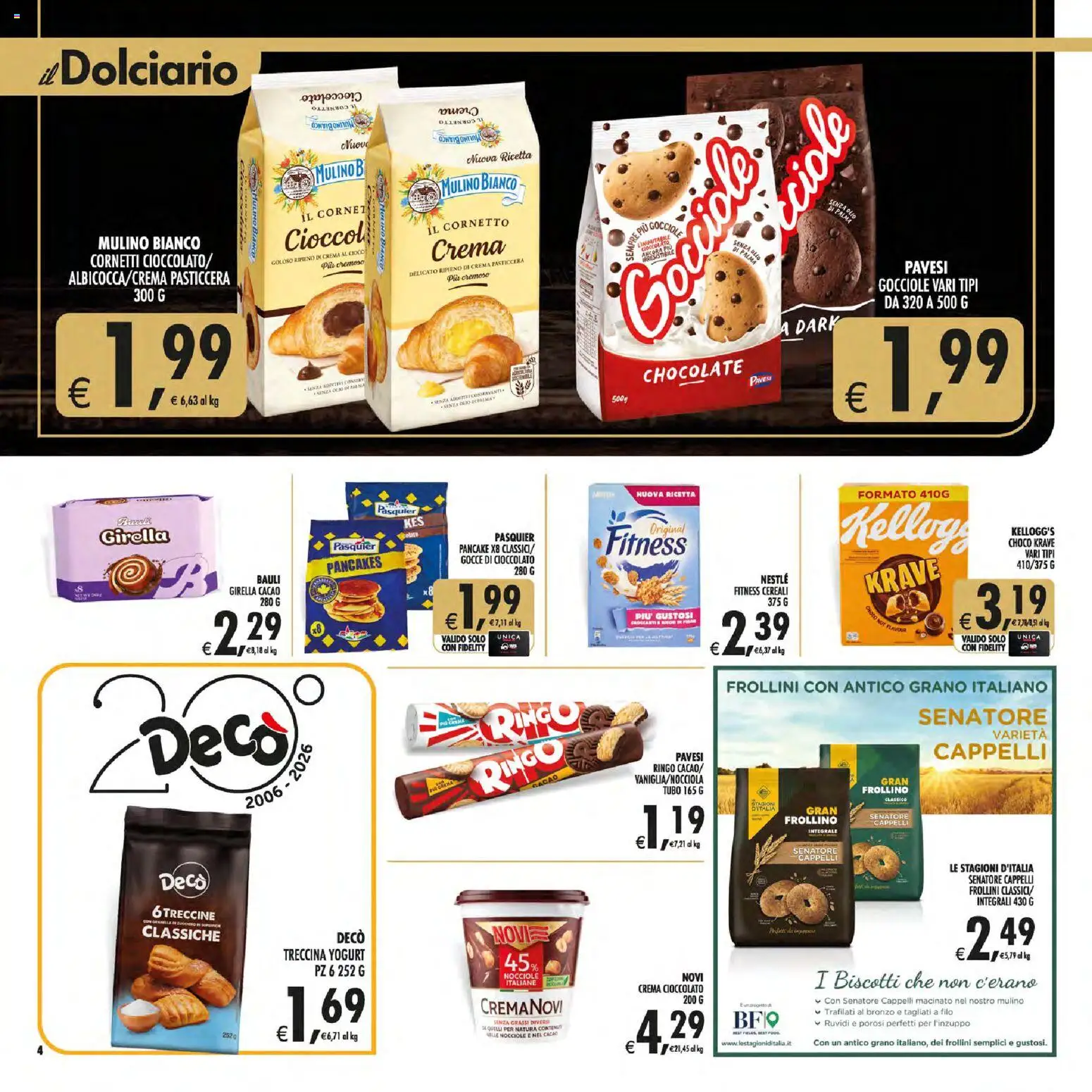 Volantino Decò del 01/09/2026 | Pagina: 4 | Prodotti: Cioccolato, Cornetto, Cereali, Tubo