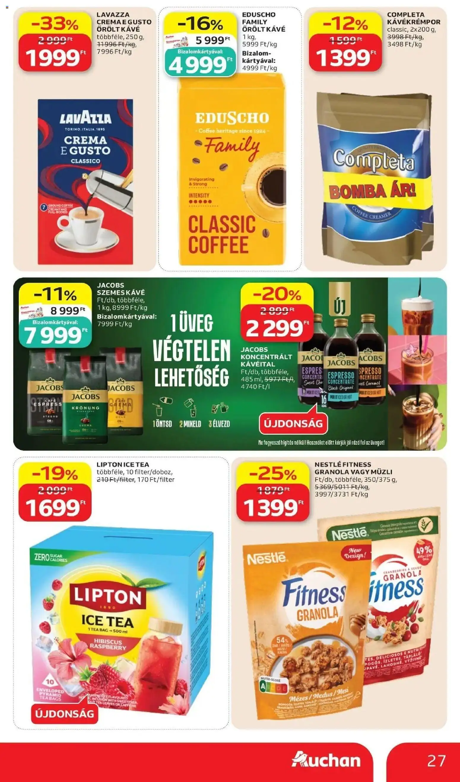 Auchan akciós ujság - amely érvényes a következő dátumtól: 2026.07.02. | Oldal: 27 | Termékek: Müzli, Ice tea, Granola, Tea
