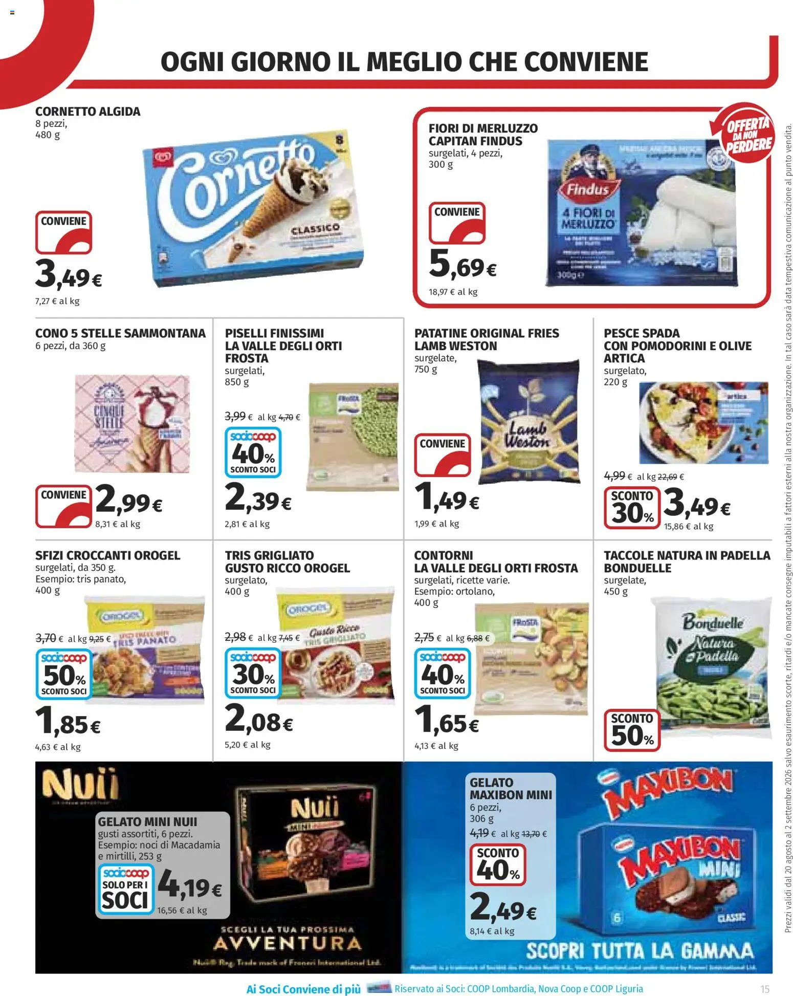 Volantino COOP del 20/08/2026 | Pagina: 15 | Prodotti: Pesce, Merluzzo, Data, Fiori