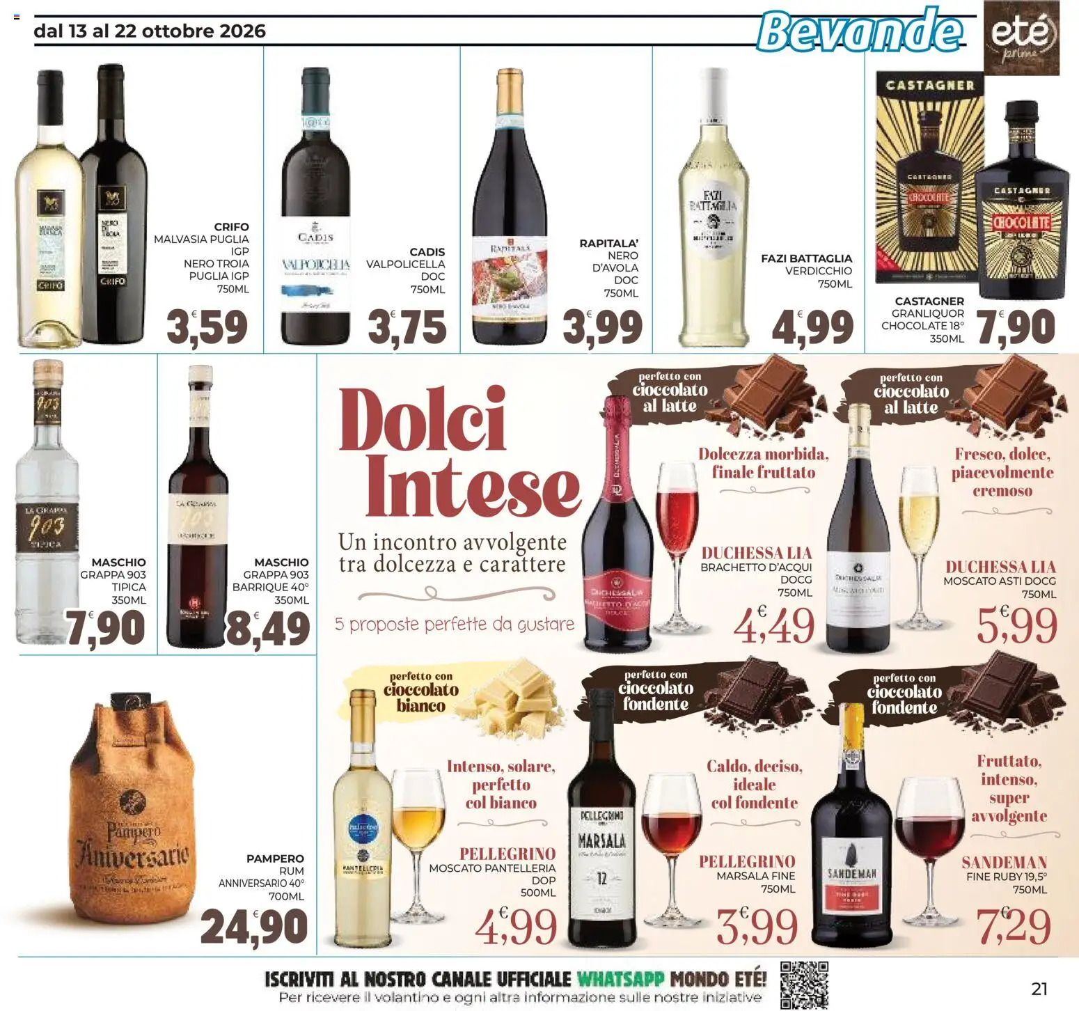 Volantino Eté del 13/10/2026 | Pagina: 21 | Prodotti: Cioccolato, Bevande, Dolcezza, Grappa