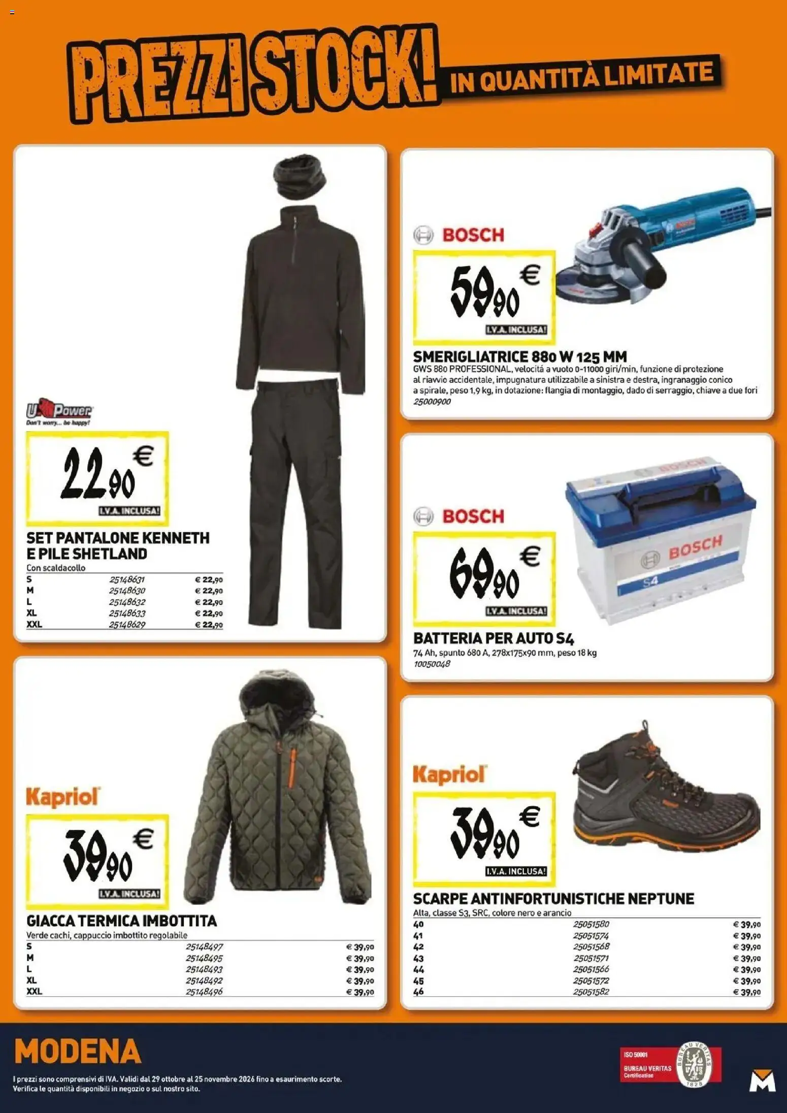 Nuovo TECNOMAT catalogo Modena dal 29/10/2026 > offerte anteprima 🛍️ | Pagina: 21 | Prodotti: Giacca, Scarpe, Cappuccio, Batteria