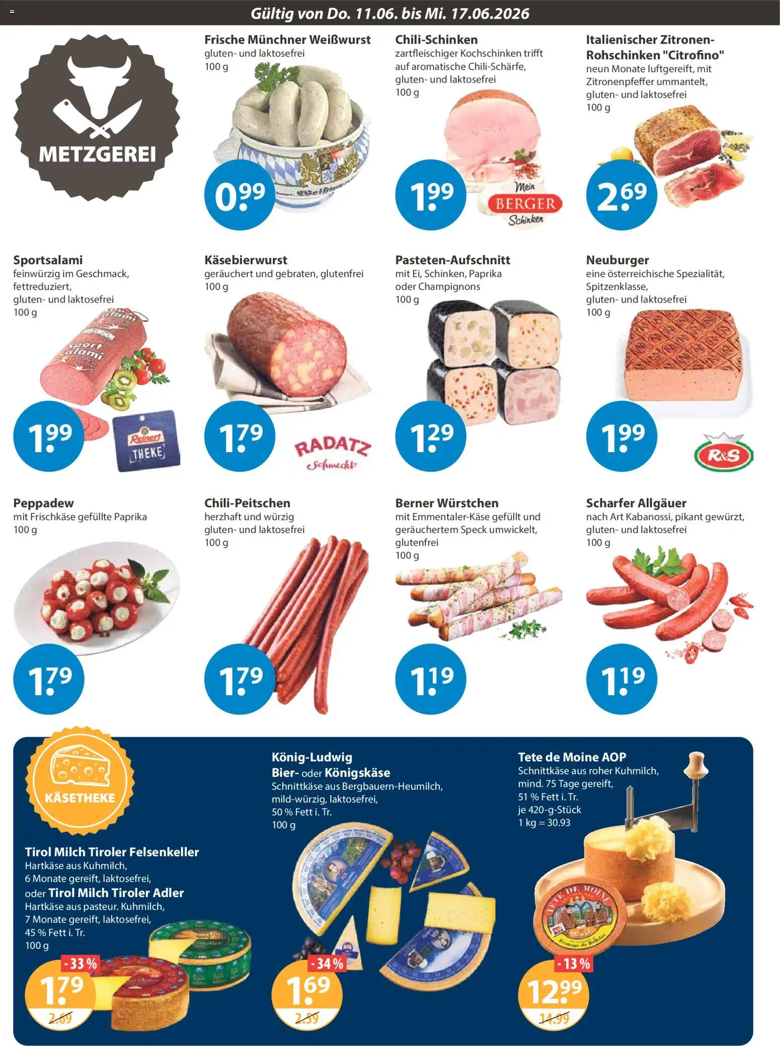 V-Markt Schwaben / Oberbayern – gültig ab 11.06.2026 | Seite: 2 | Produkte: Theke, Weißwurst, Champignons, Zitronen
