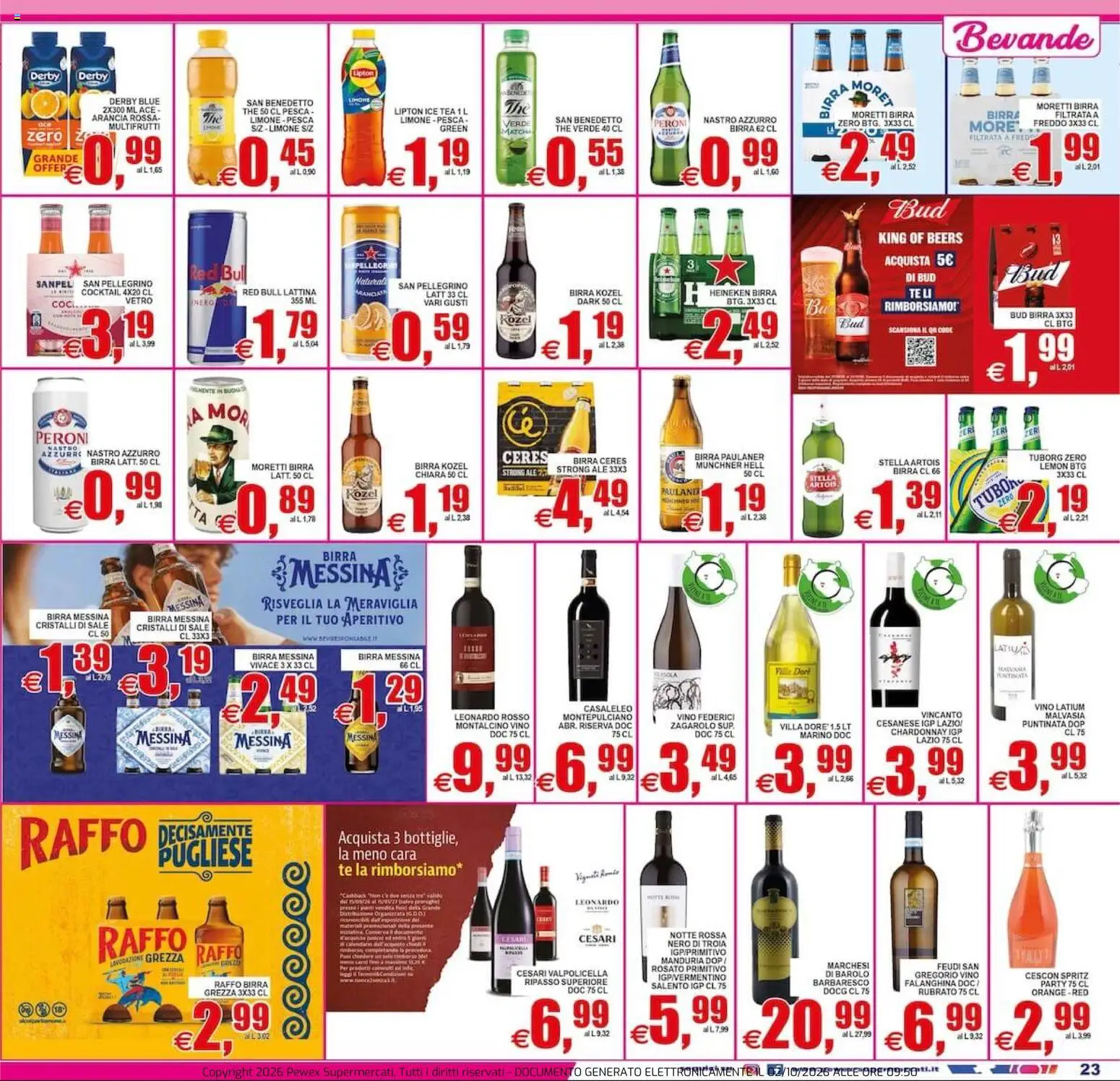 Volantino Pewex del 02/10/2026 | Pagina: 23 | Prodotti: Ceres Birra, Birra, Sale, Birra Moretti