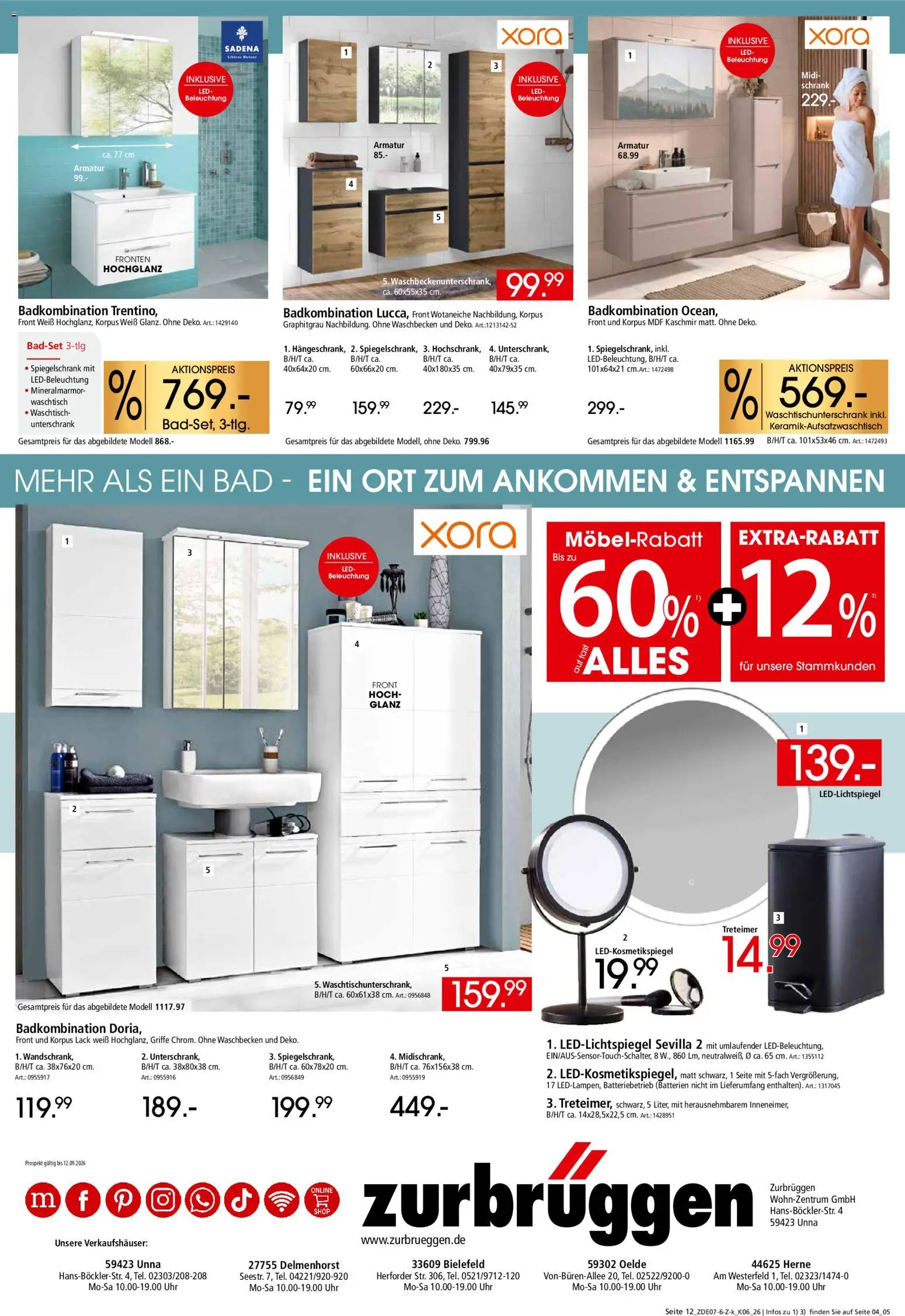 Zurbrüggen Küchen für Ihr Zuhause – gültig ab 25.07.2026 | Seite: 20 | Produkte: Batterien, Waschbecken, Bad, Spiegelschrank