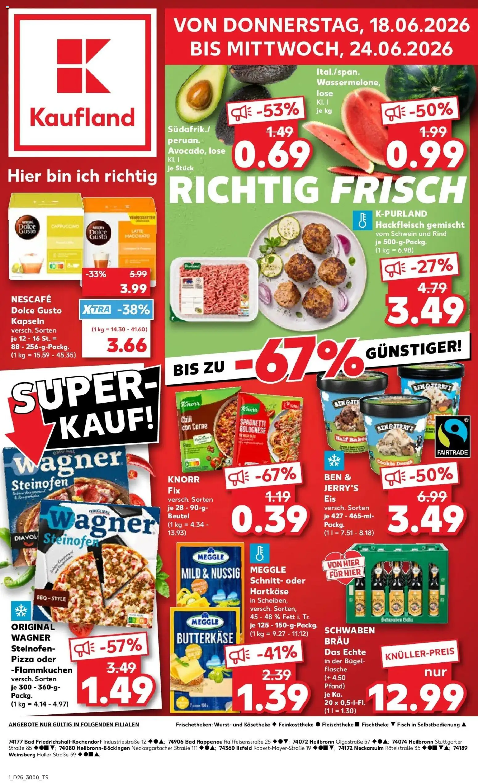 Kaufland Prospekt Heilbronn – gültig ab 15.06.2026 | Seite: 12 | Produkte: Nescafe, Wurst, Chili, Hackfleisch