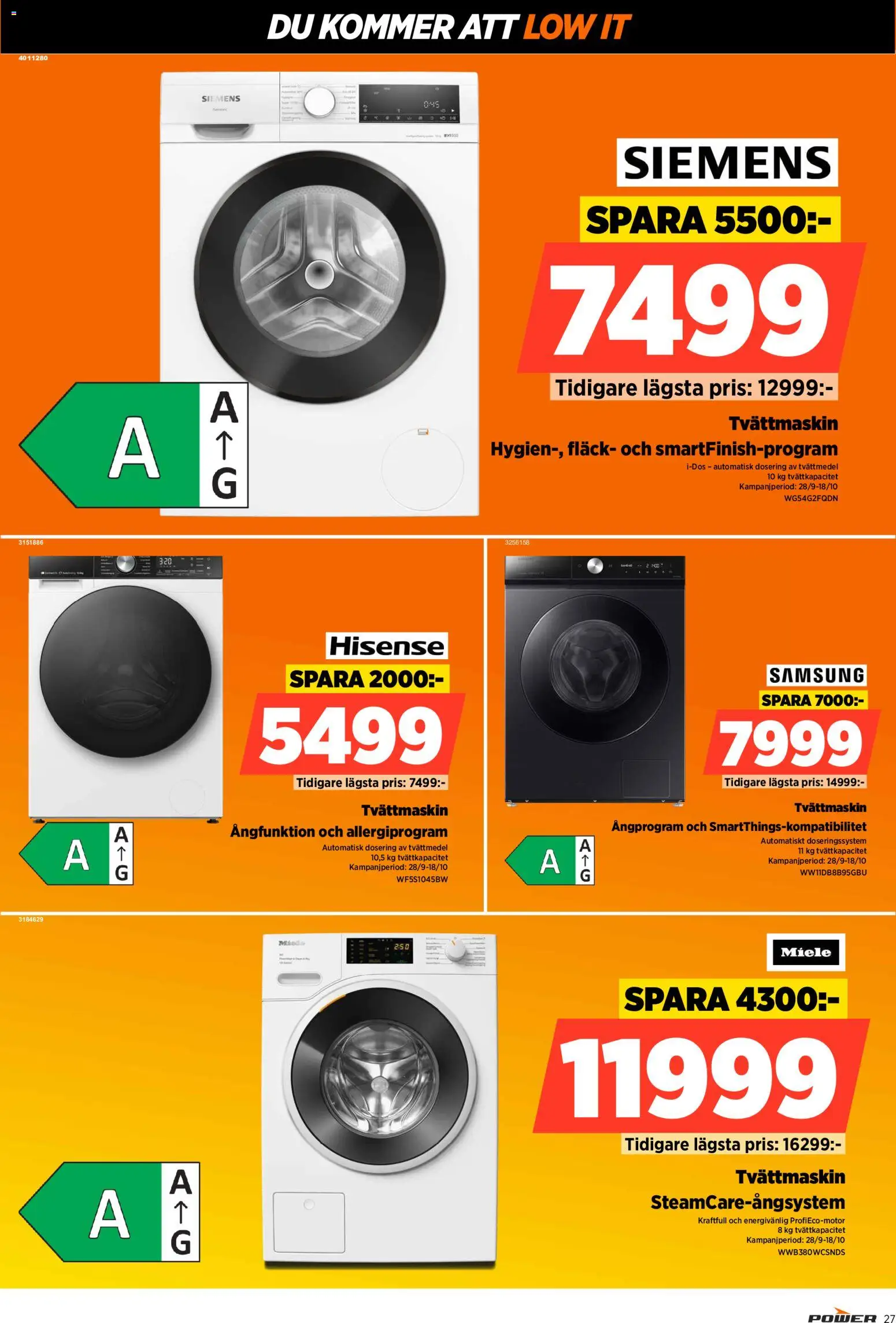 Power reklamblad aktuell från 28/09/2026 | Sida: 27 | Produkter: Tvättmedel, Tvättmaskin