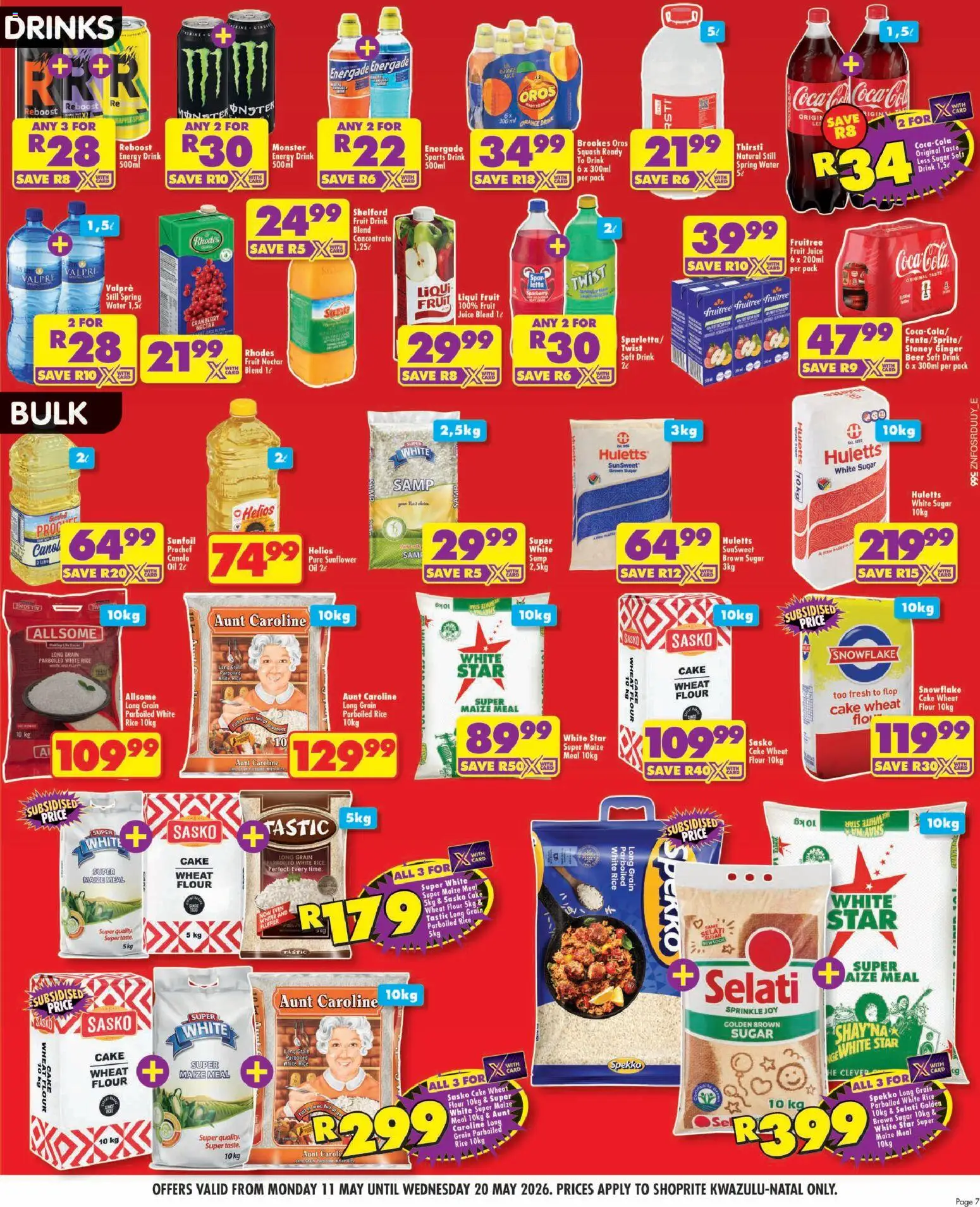New Shoprite catalogue – valid from 11.05.2026 | Page: 7 | Products: Maize meal, Rice, Stoney, Sugar