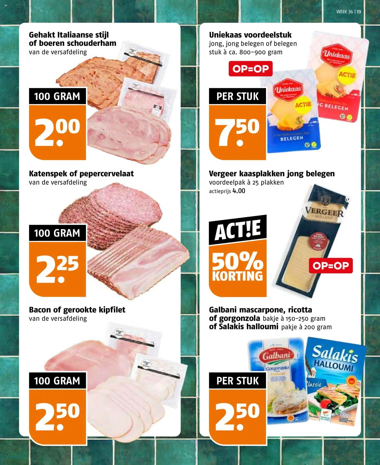 {H1} | Pagina: 13 | Producten: Gehakt, Bacon, Ricotta