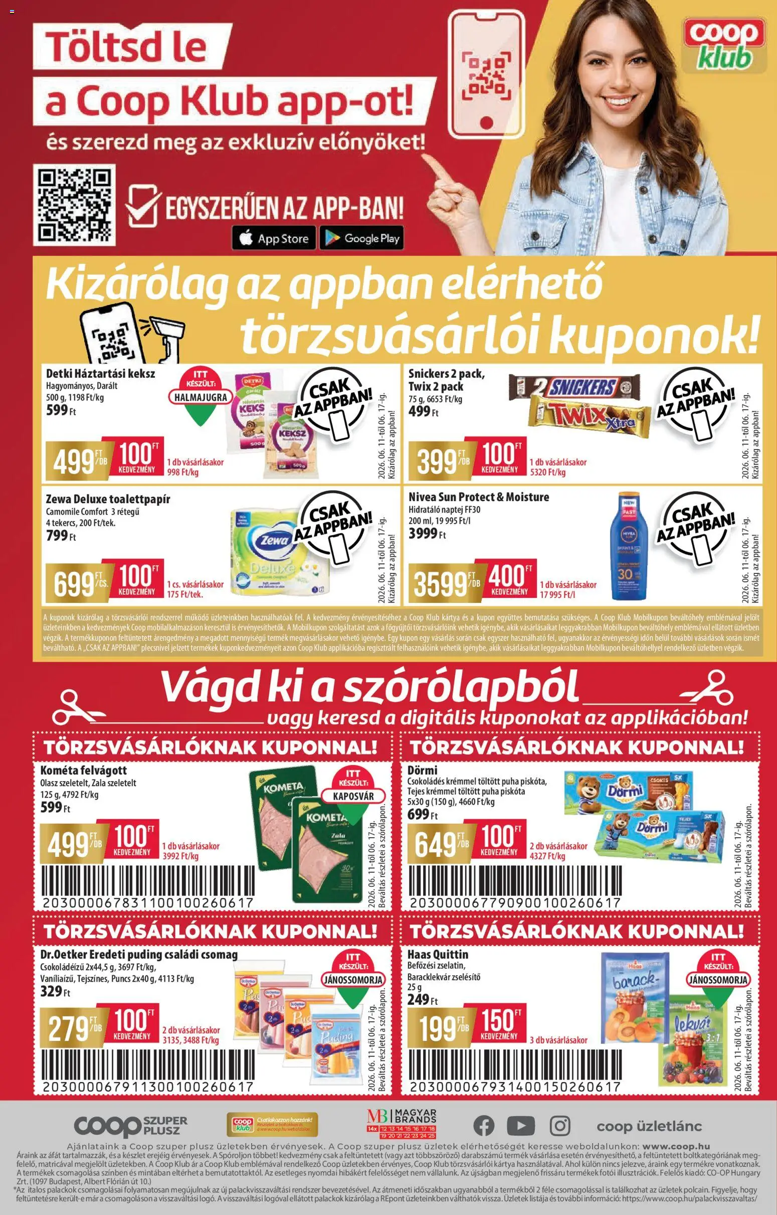 COOP akciós ujság - amely érvényes a következő dátumtól: 11.06.2026 | Oldal: 16 | Termékek: Lekvár, Snickers, Felvágott, Keksz