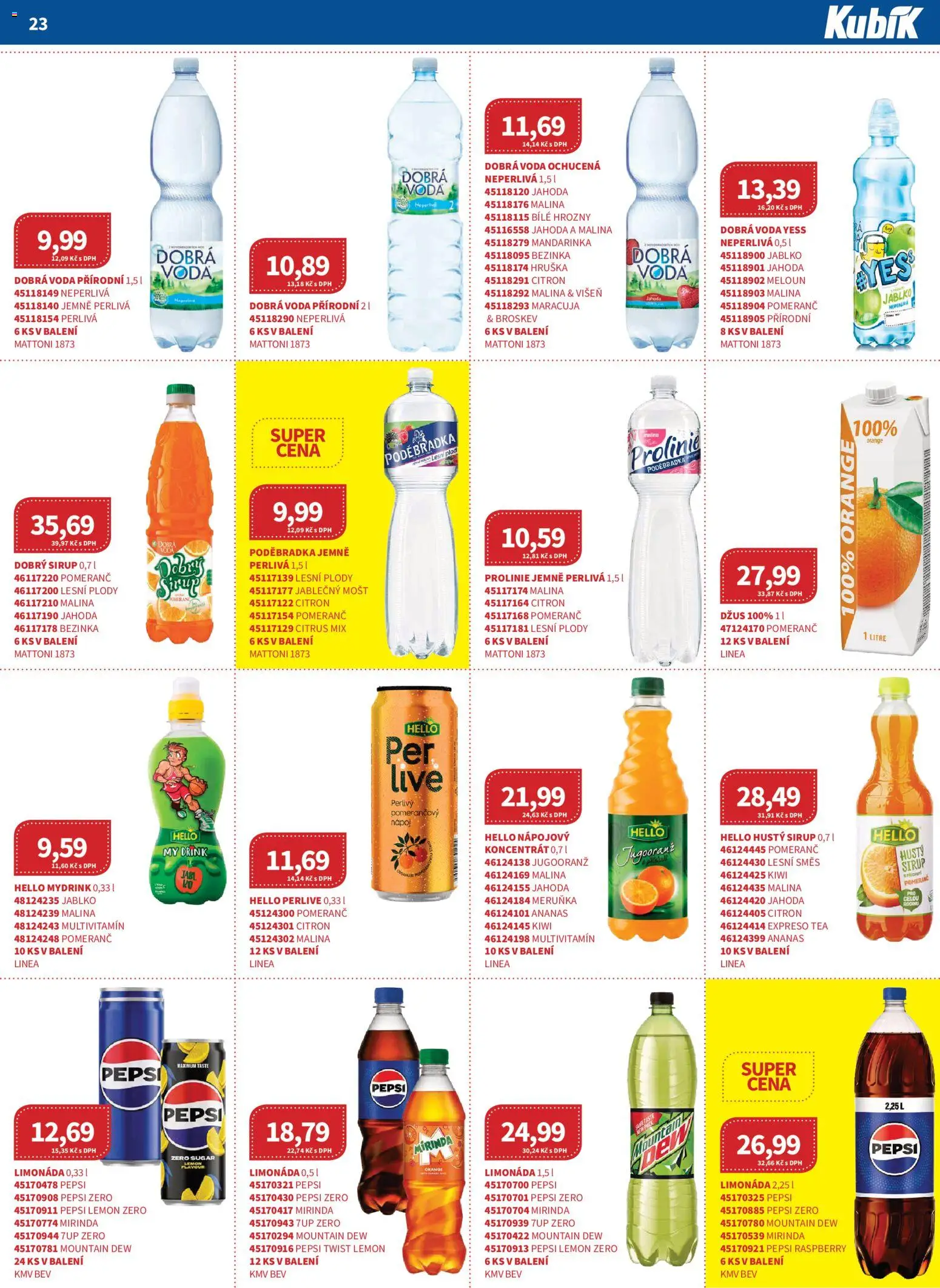 Kubík leták - Velkoobchod 09/2026 od 01.09.2026 | Strana: 23 | Produkty: Maracuja, Pepsi Zero, Poděbradka, Mirinda