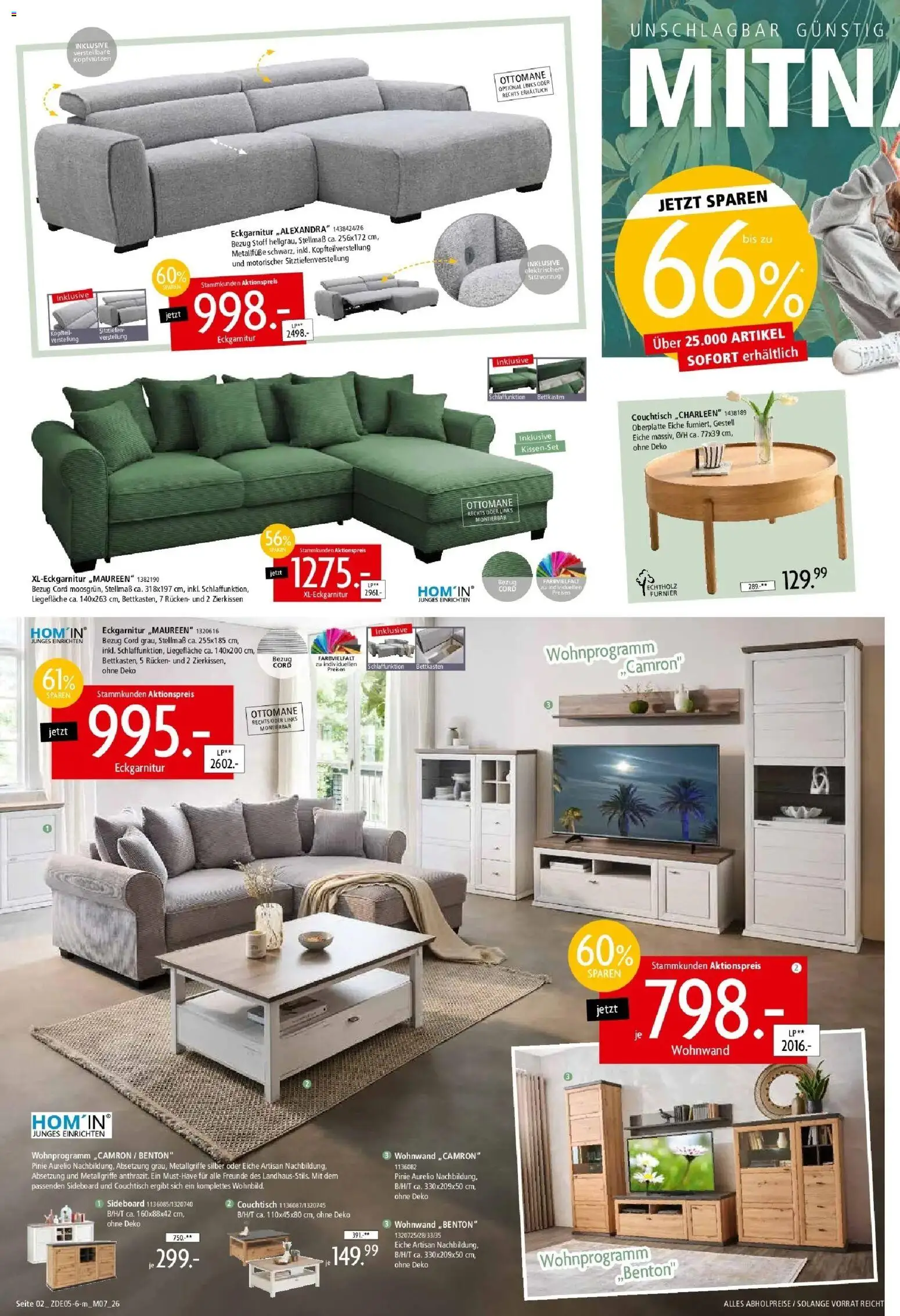 Zurbrüggen - Zurbrüggen: Unschlagbar günstig – gültig ab 16.05.2026 | Seite: 2 | Produkte: Sideboard, Wohnwand, Couchtisch