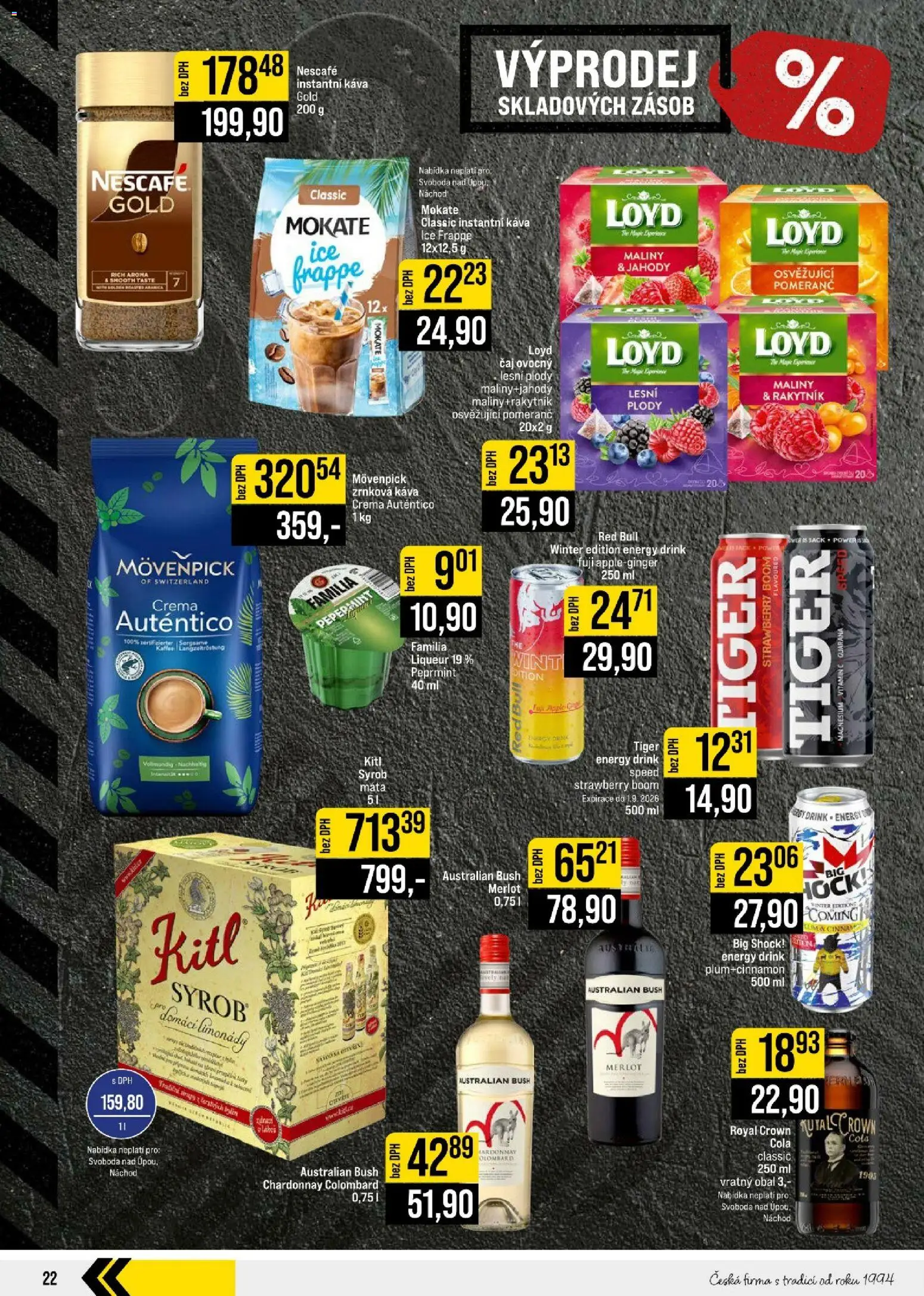 Jip leták - Cash & Carry od 26.08.2026 | Strana: 22 | Produkty: Mokate, Jahody, Merlot, Lesní plody