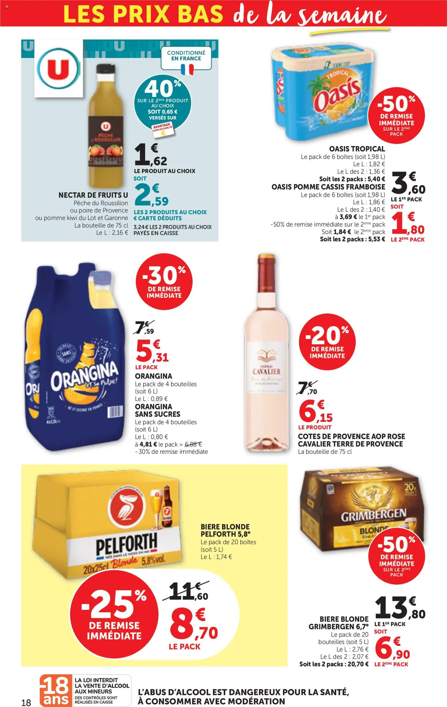 {H1} | Page: 18 | Produits: Orangina, Cassis, Bière blonde, Grimbergen biere blonde