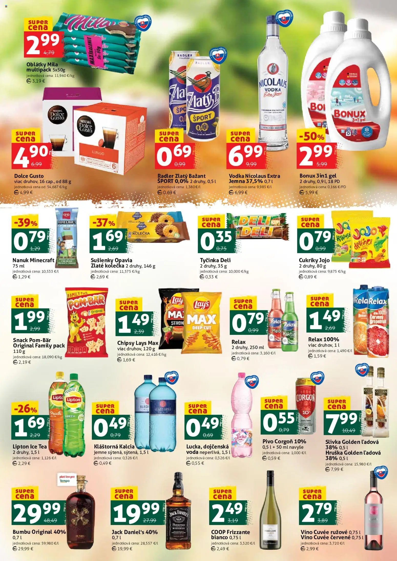 Nové COOP Jednota akcie – leták je platný od 24.07.2026 | Strana: 3 | Produkty: Dolce Gusto, Cukríky, Bonux