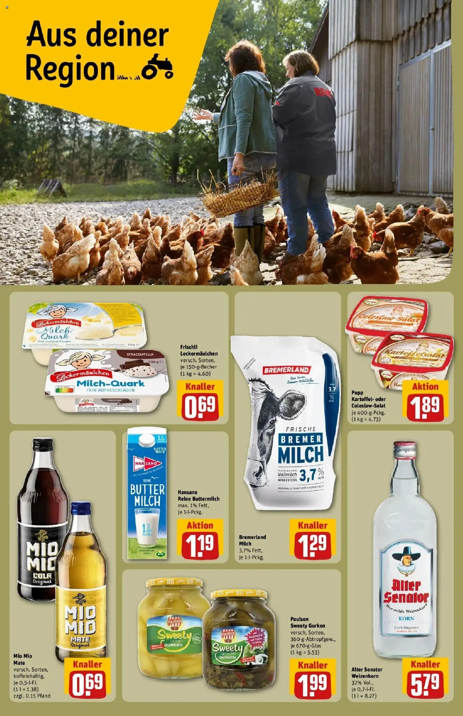 Rewe Prospekt Oldenburg – gültig ab 27.07.2026 | Seite: 24 | Produkte: Buttermilch, Quark, Butter, Gurken