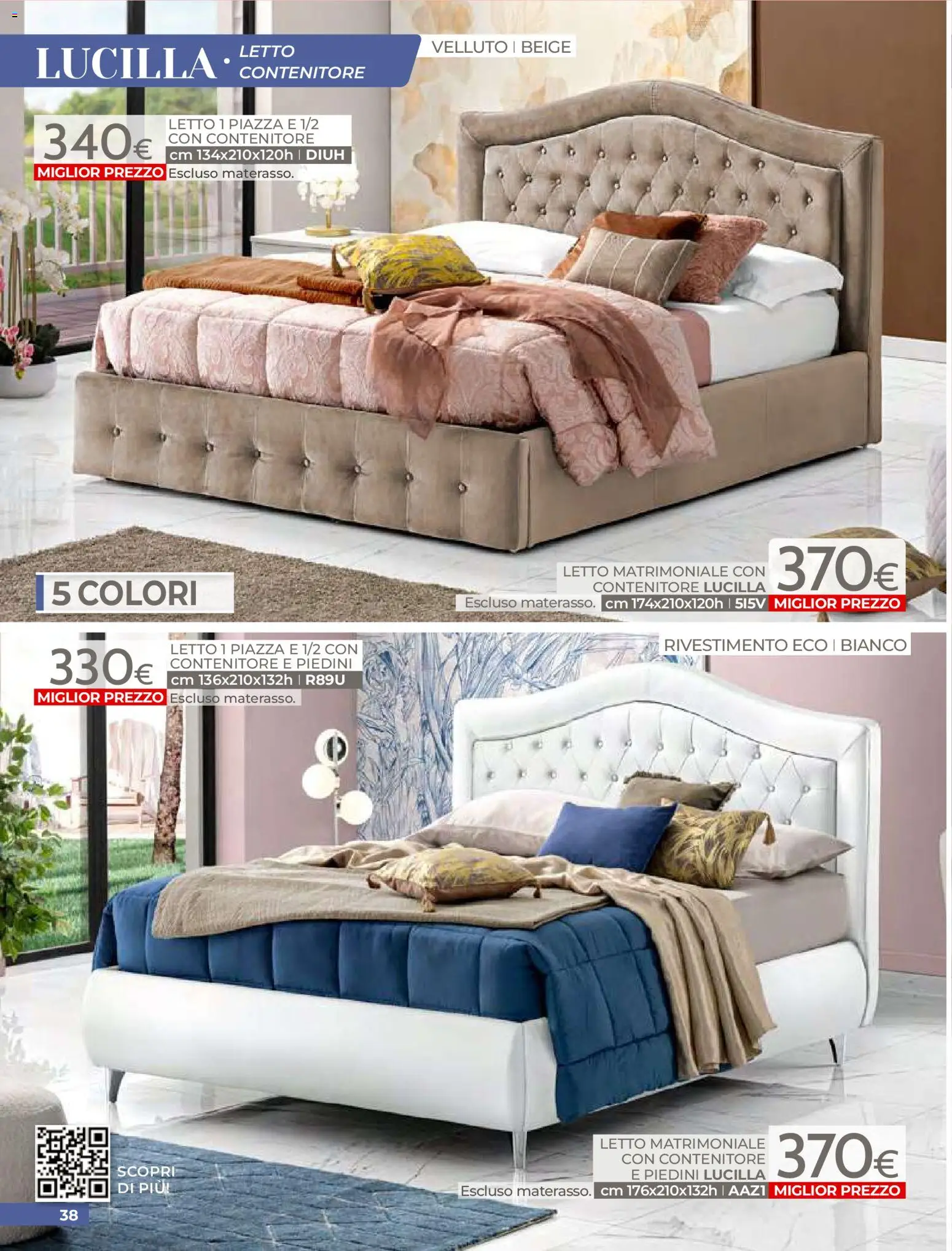 Volantino Mondo Convenienza del 01.04.2026 | Pagina: 40 | Prodotti: Letto matrimoniale, Contenitore, Letto