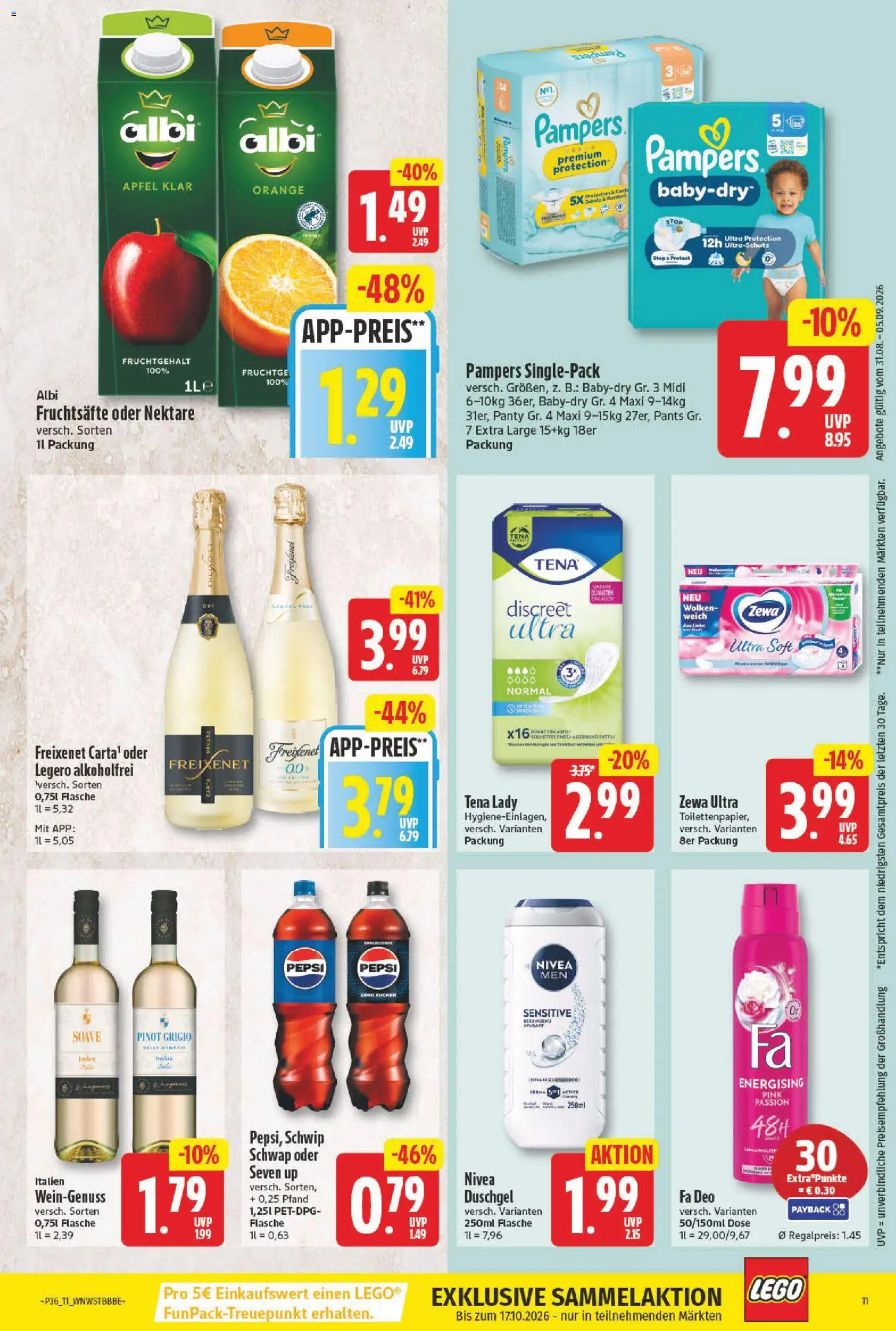 NP Discount Prospekt – gültig ab 31.08.2026 | Seite: 13 | Produkte: Freixenet, Pampers, Äpfel, Duschgel