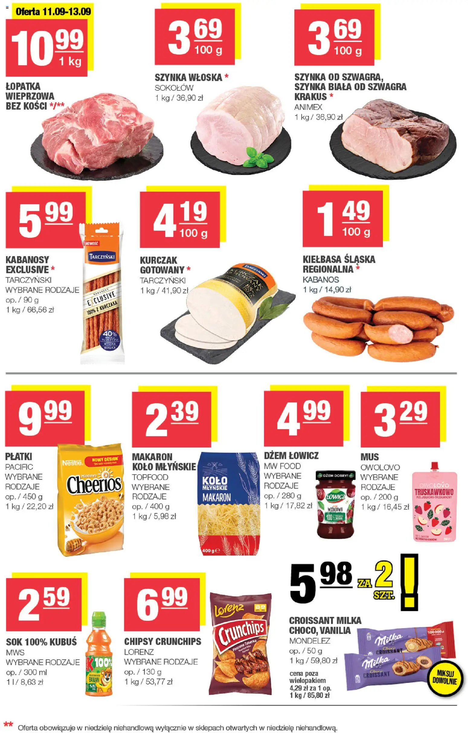 Spar gazetka - Mini od 09.09.2026 | Strona: 3 | Produkty: Croissant, Kubuś, Kabanosy, Kiełbasa śląska