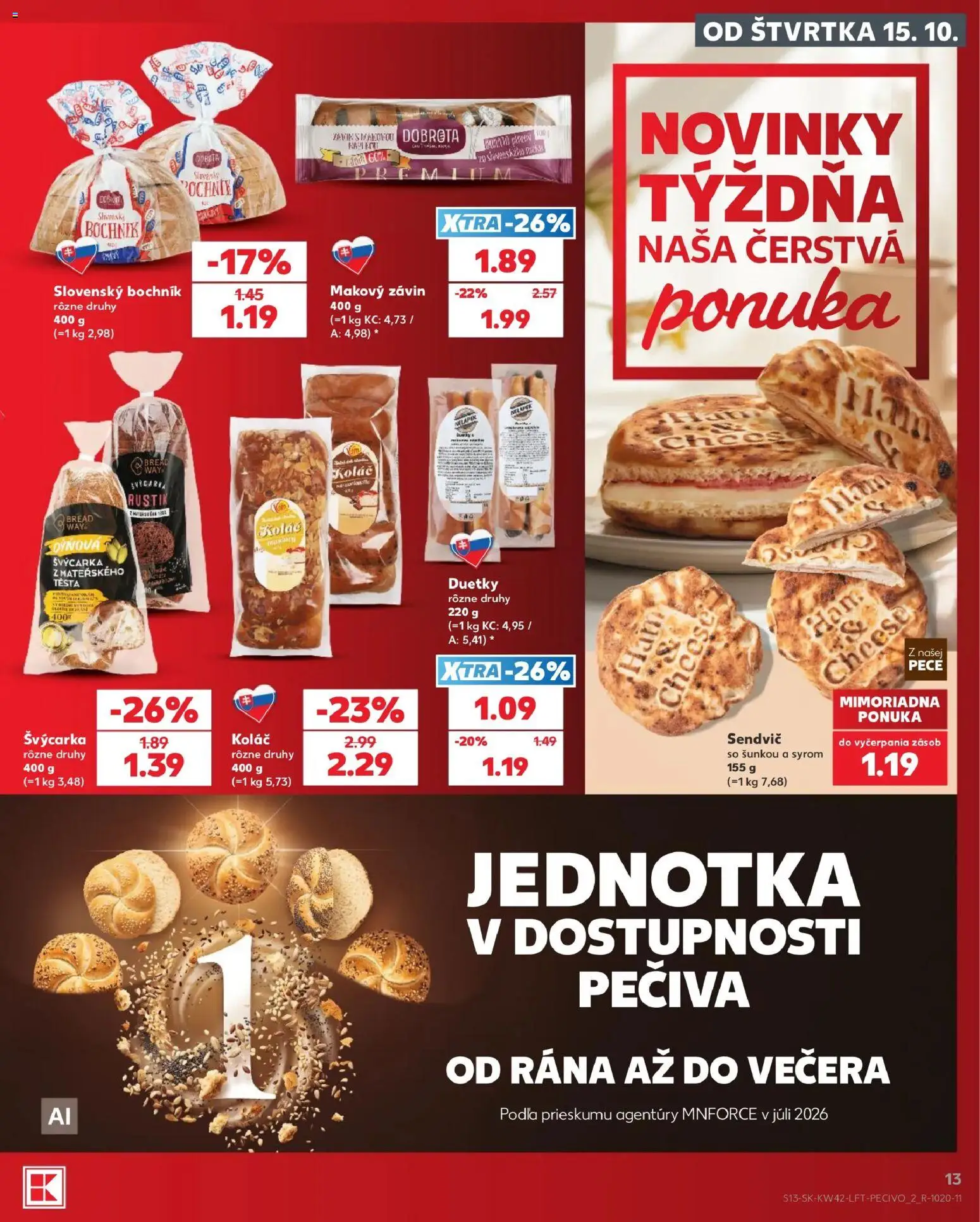 Nové Kaufland akcie – leták je platný od 15.10.2026 | Strana: 13 | Produkty: Závin, Koláč, Sendvič
