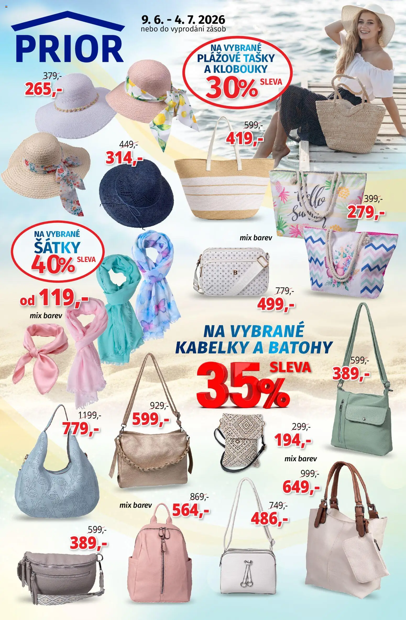 Prior - Akční Nabídka Obuvi A Doplňků od 09.06.2026 | Strana: 1 | Produkty: Batohy, Tašky, Kabelky