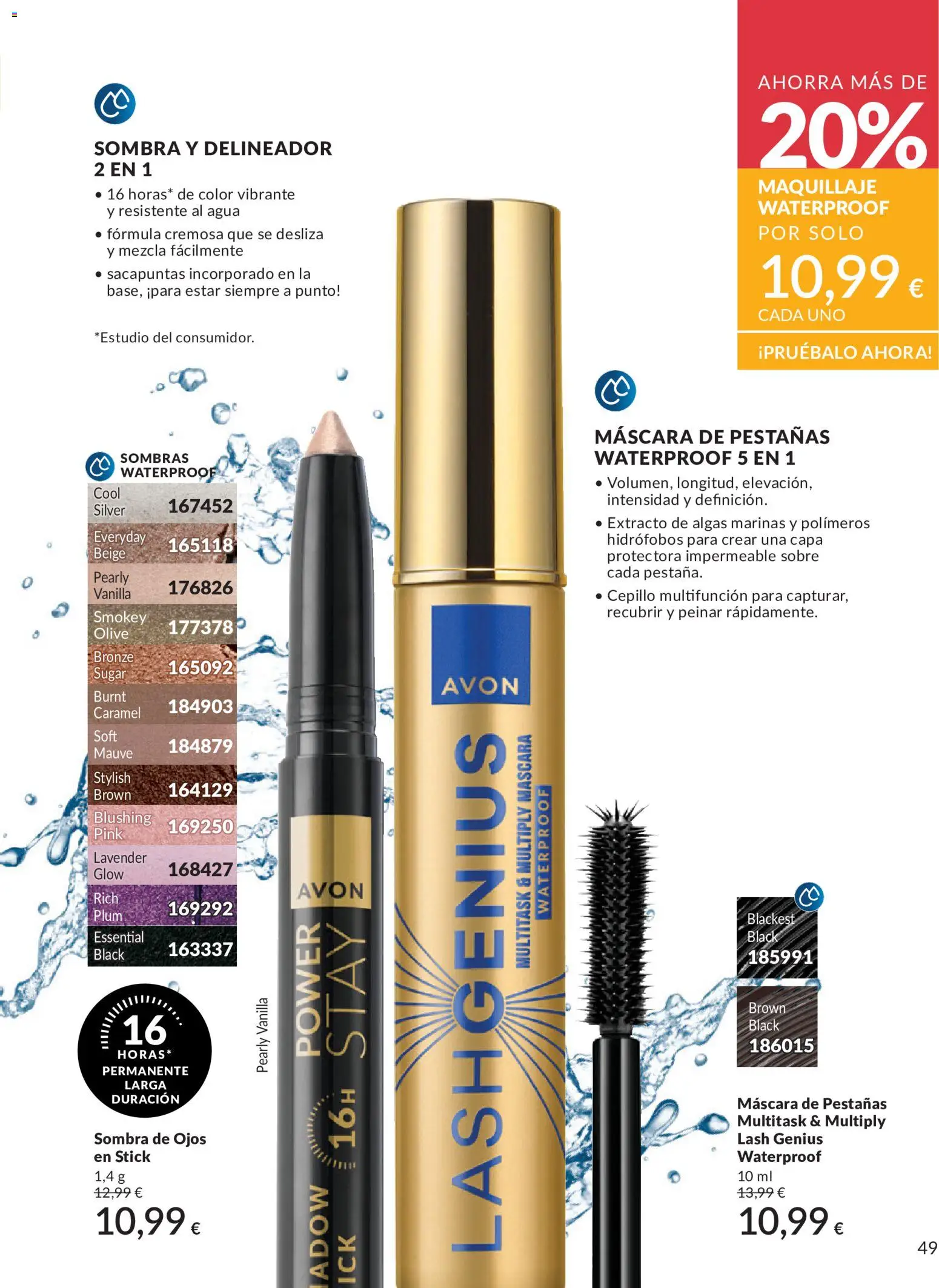 Catálogo AVON campaña 6 │ válido desde el 01.06.2026 | Página: 49 | Productos: Maquillaje, Delineador, Sombra de ojos, Máscara de pestañas