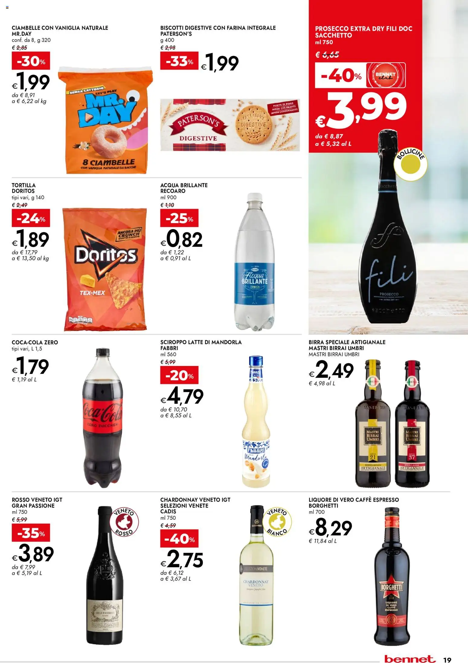 Volantino bennet del 11.06.2026 | Pagina: 19 | Prodotti: Birra, Prosecco, Latte, Farina