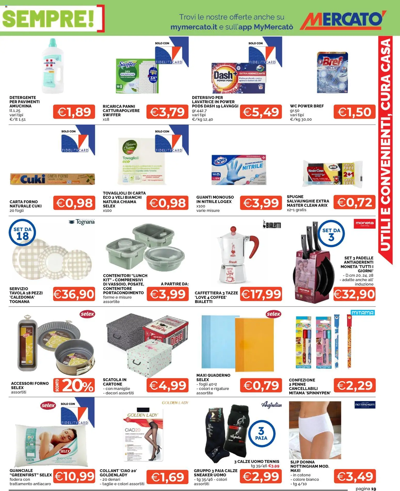 Volantino Mercatò del 09.03.2026 | Pagina: 19 | Prodotti: Detergente, Guanti, Forno, Scatola