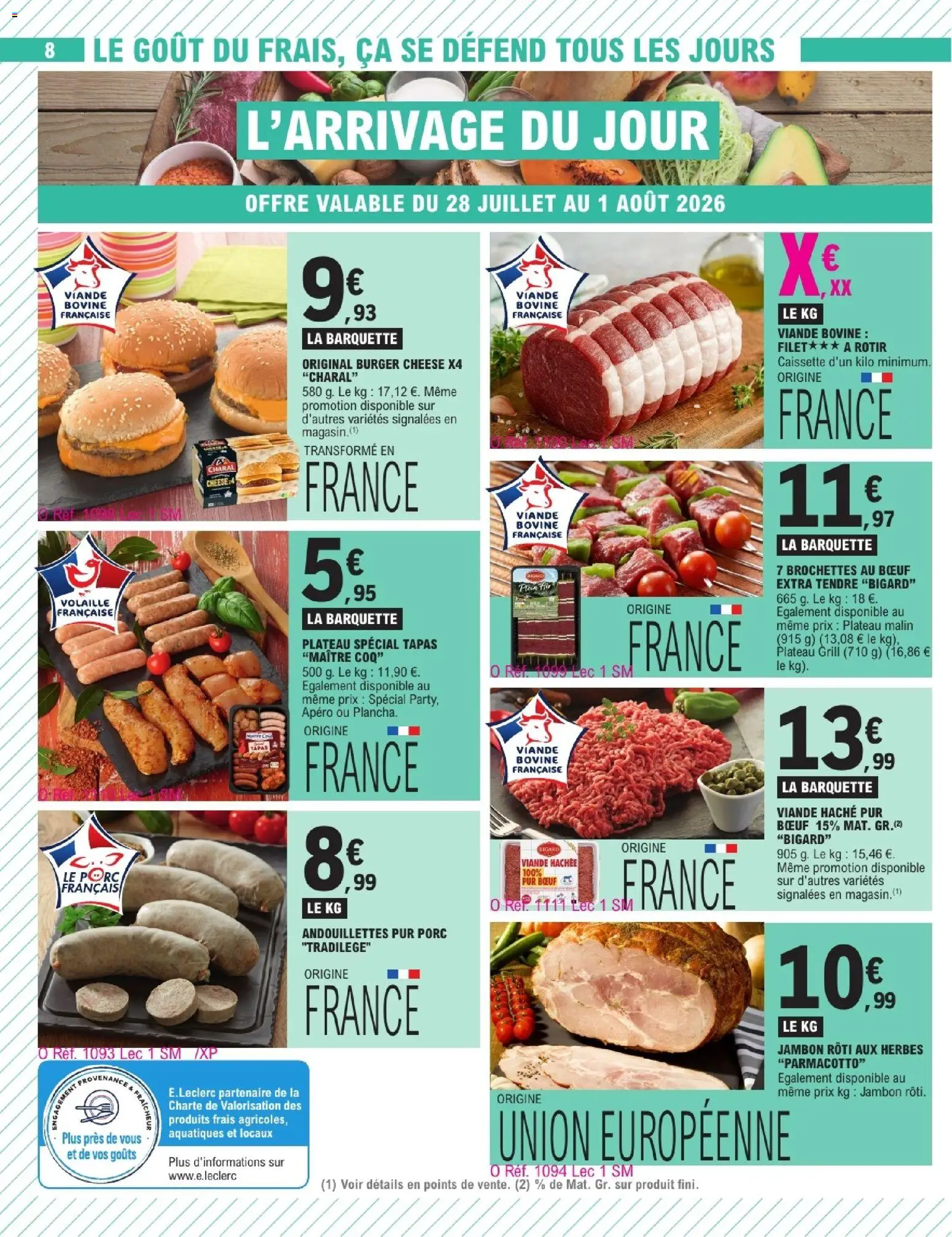 {H1} | Page: 8 | Produits: Jambon, Porc, Coq, Viande bovine
