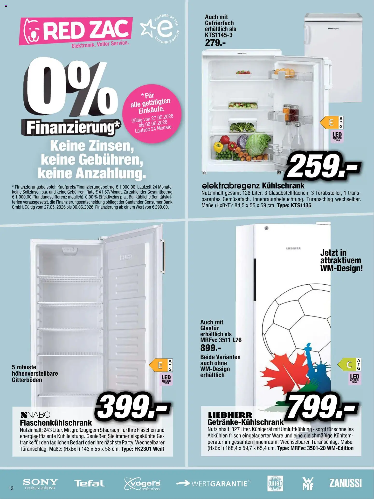 RED ZAC Flugblatt gültig ab 27.05.2026 | Seite: 12 | Produkte: Kühlschrank