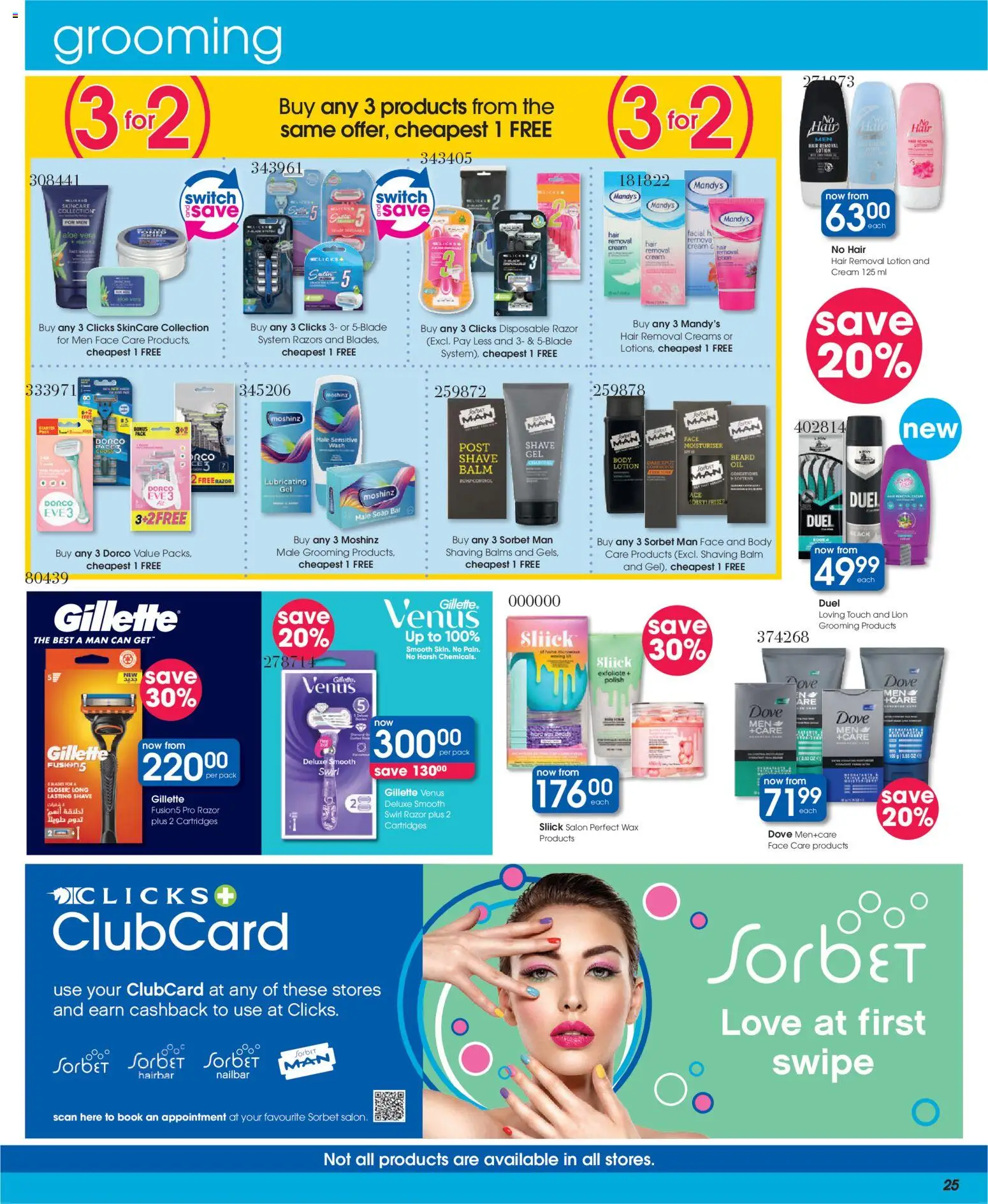 New Clicks catalogue – valid from 11.03.2026 | Page: 25 | Products: Wax, Switch, Cream, Lotion
