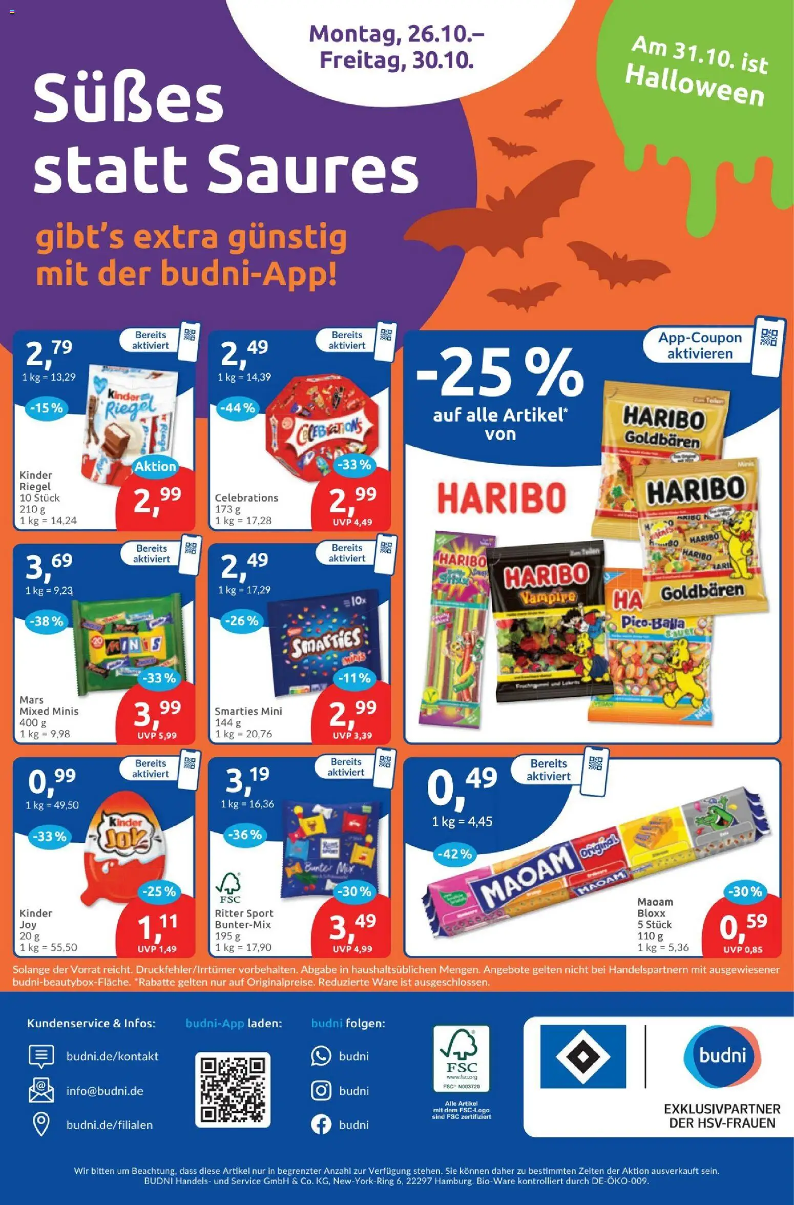 Budni Prospekt – gültig ab 26.10.2026 | Seite: 8 | Produkte: Haribo, Ritter sport, Smarties, Kinder riegel