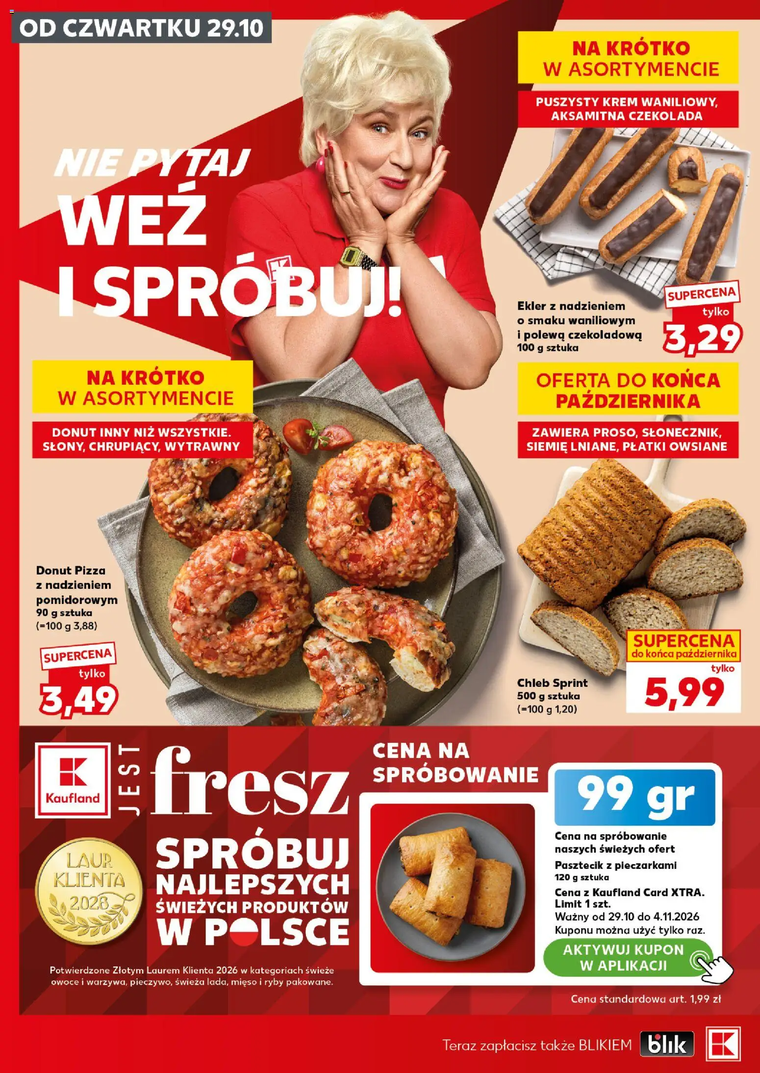Kaufland Polsko leták - Mocny start od 02.11.2026 | Strana: 20 | Produkty: Donut, Chléb, Pizza, Krém