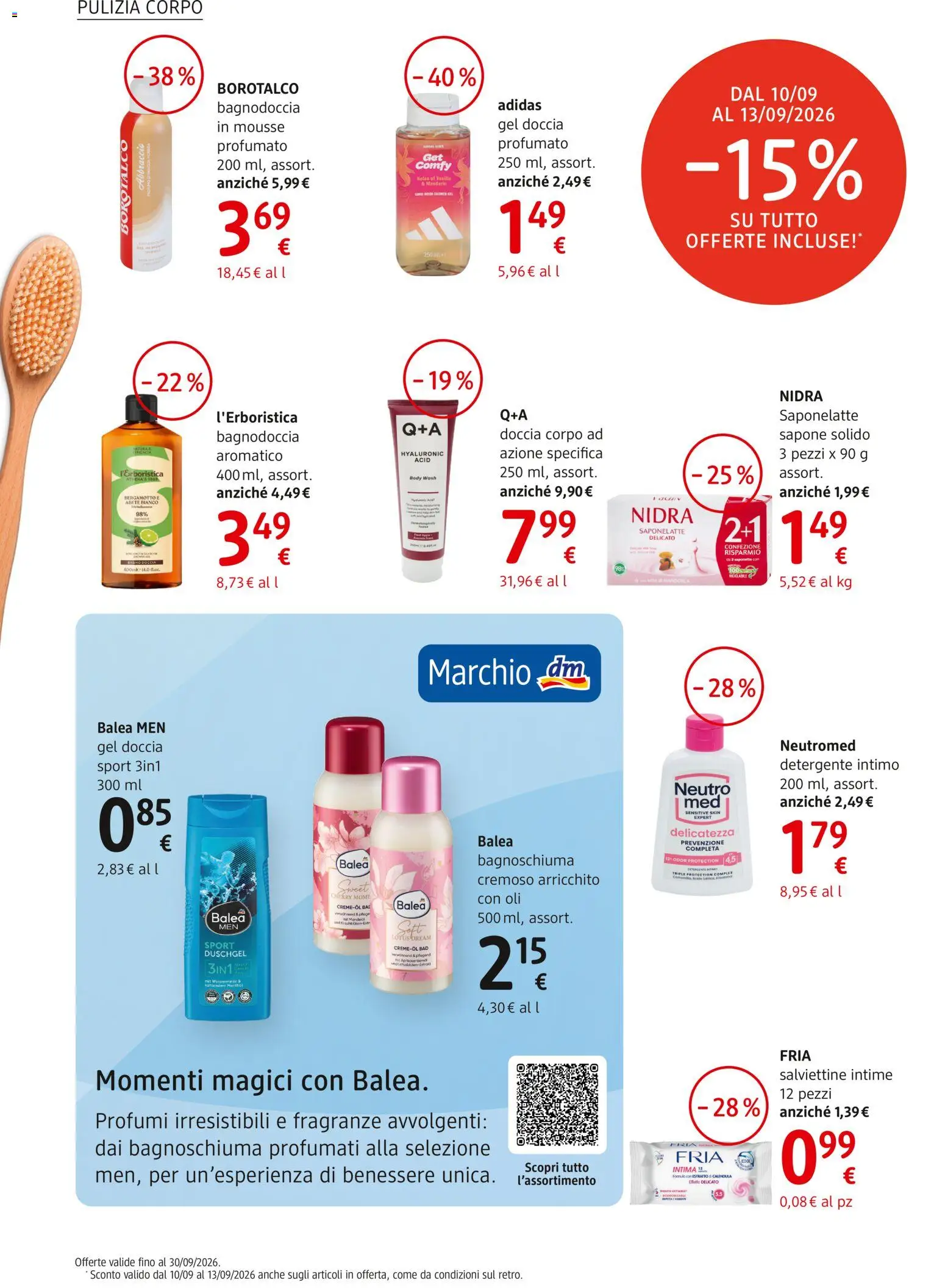 Volantino dm drogerie markt del 10/09/2026 | Pagina: 6 | Prodotti: Sapone, Bagnoschiuma, Detergente intimo, Intimo