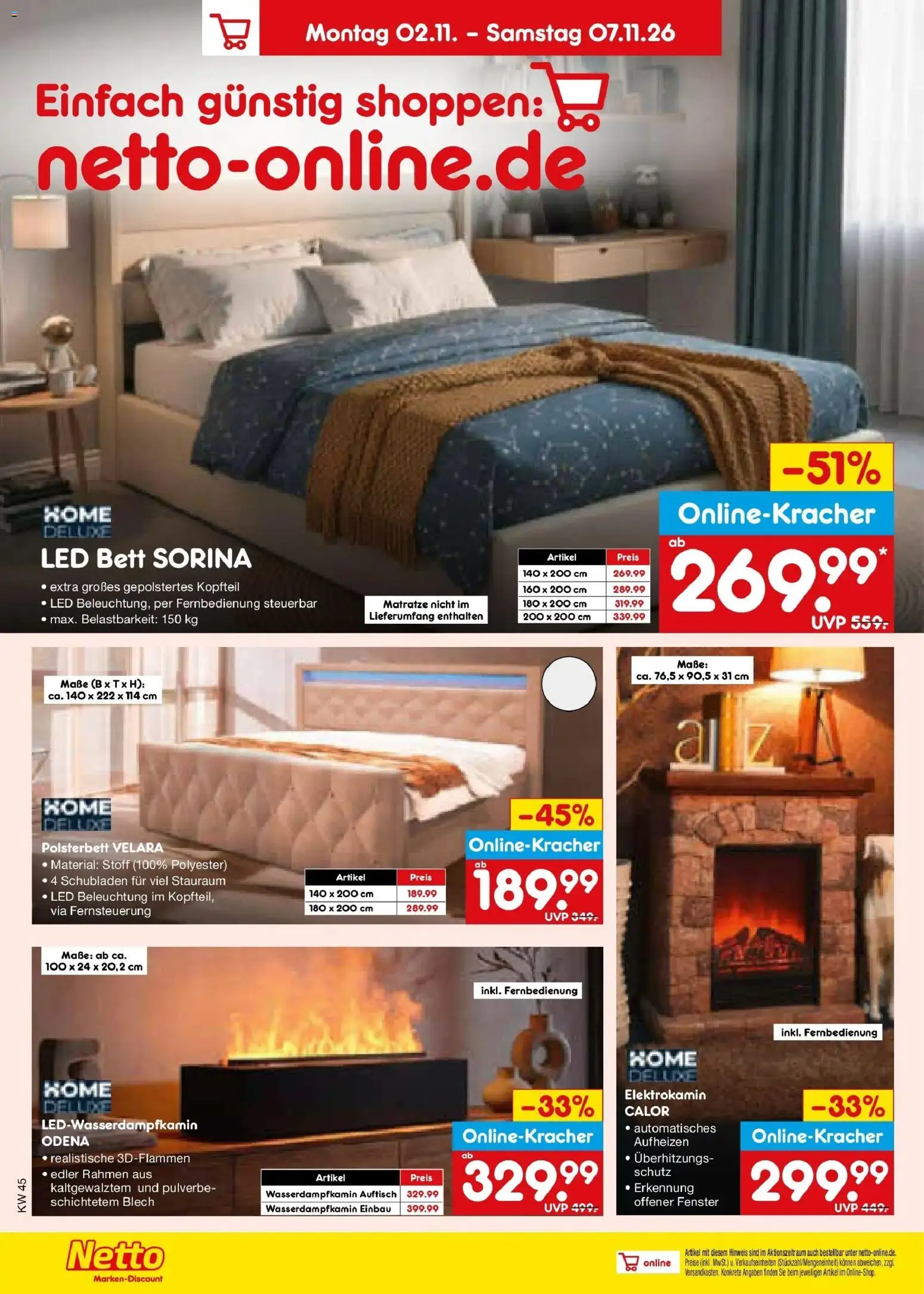 Netto Marken-Discount Prospekt Hannover (ab 02.11.2026) » Angebote | Seite: 64 | Produkte: Bett, Matratze, Polsterbett