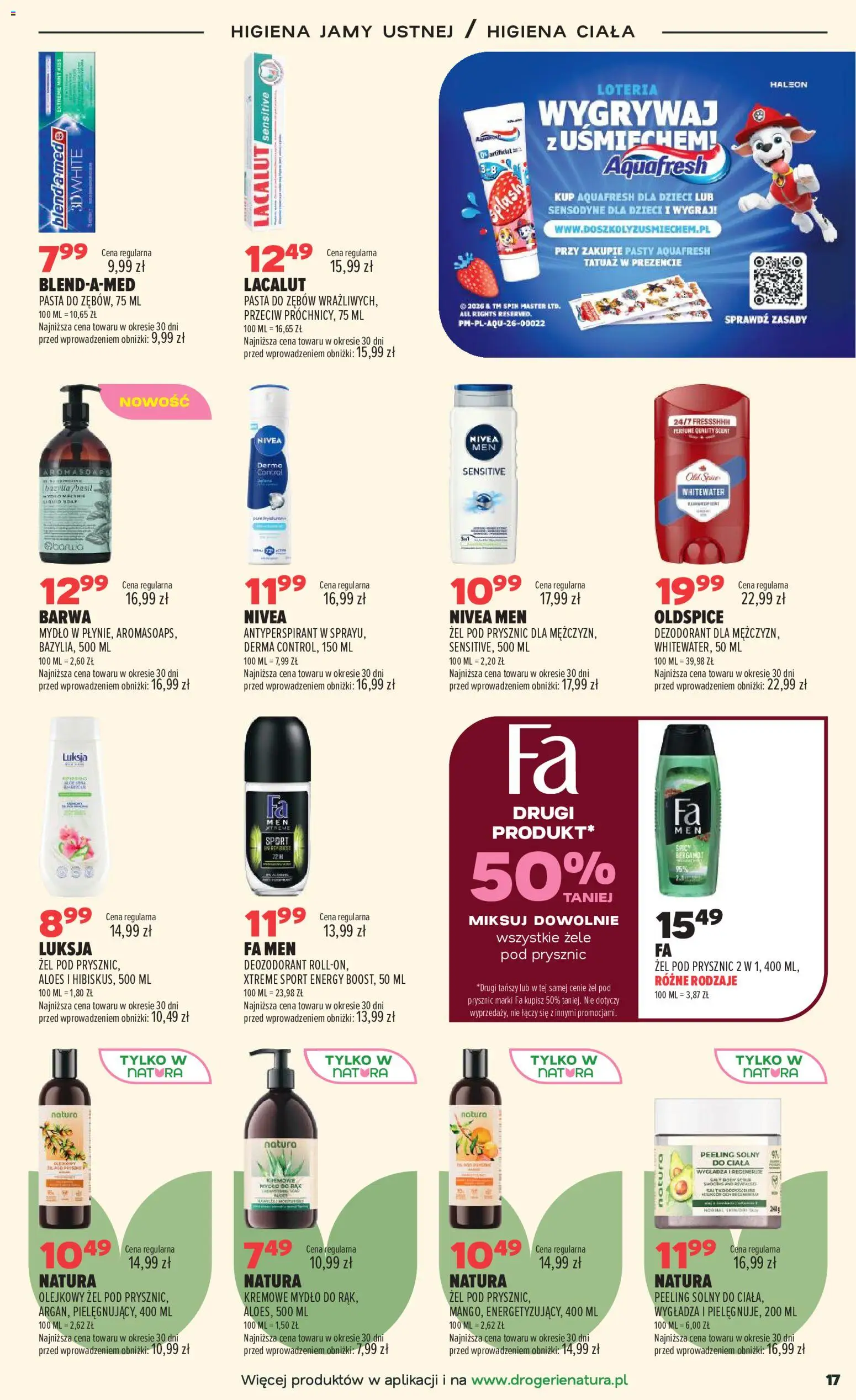 Drogerie Natura gazetka od 25.08.2026 | Strona: 17 | Produkty: Aloes, Pasta, Dezodorant, Antyperspirant
