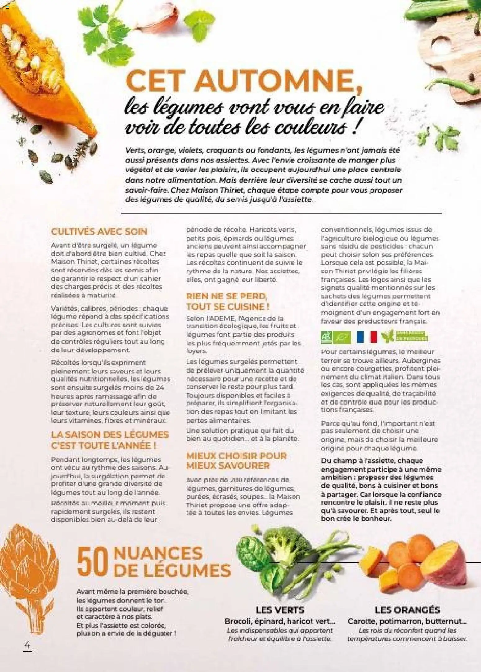 {H1} | Page: 4 | Produits: Cahier, Oranges, Haricots, Légumes surgelés