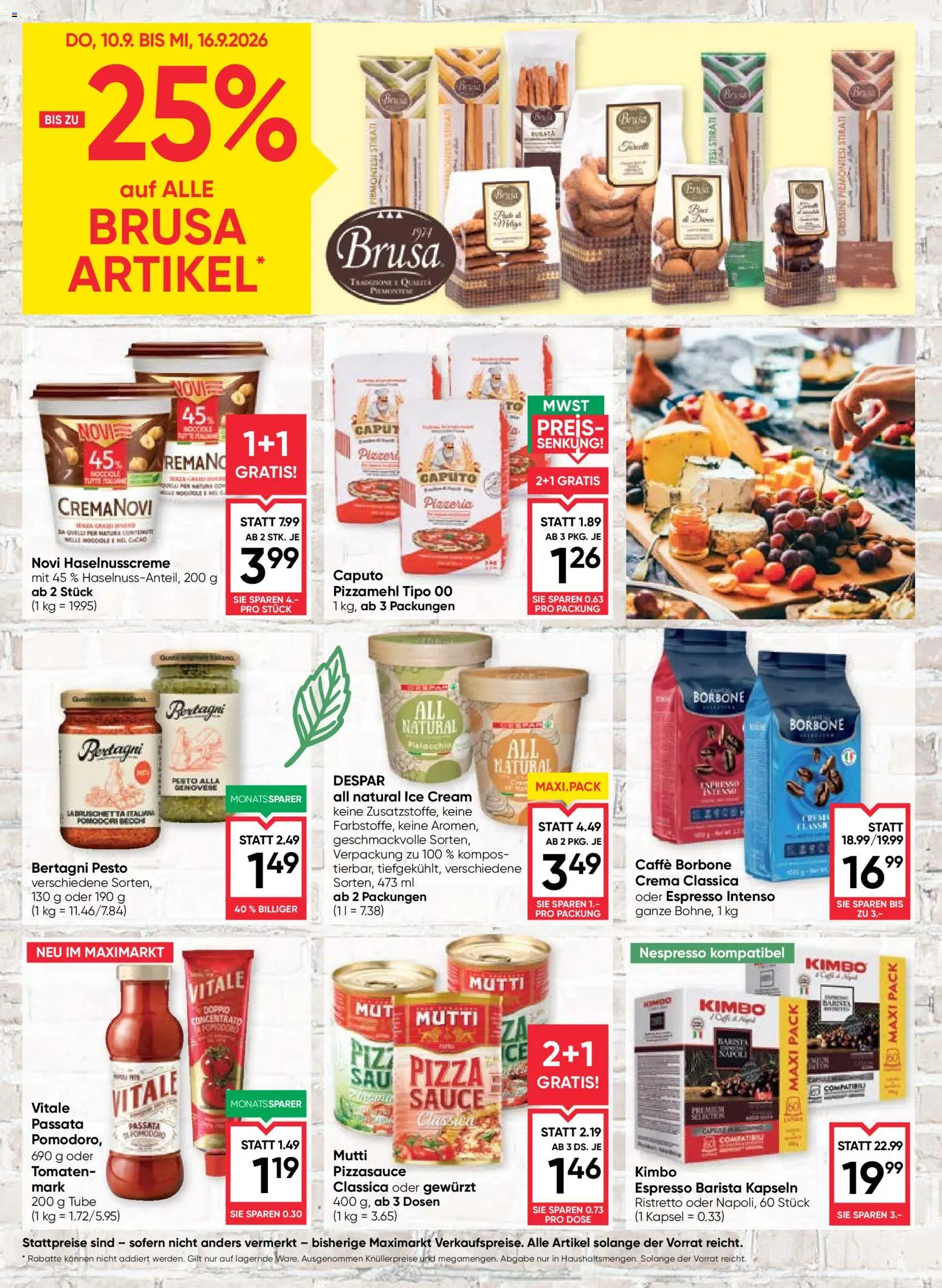 Maximarkt Bella Italia gültig ab 10.09.2026 | Seite: 4 | Produkte: Pizza, Tomaten