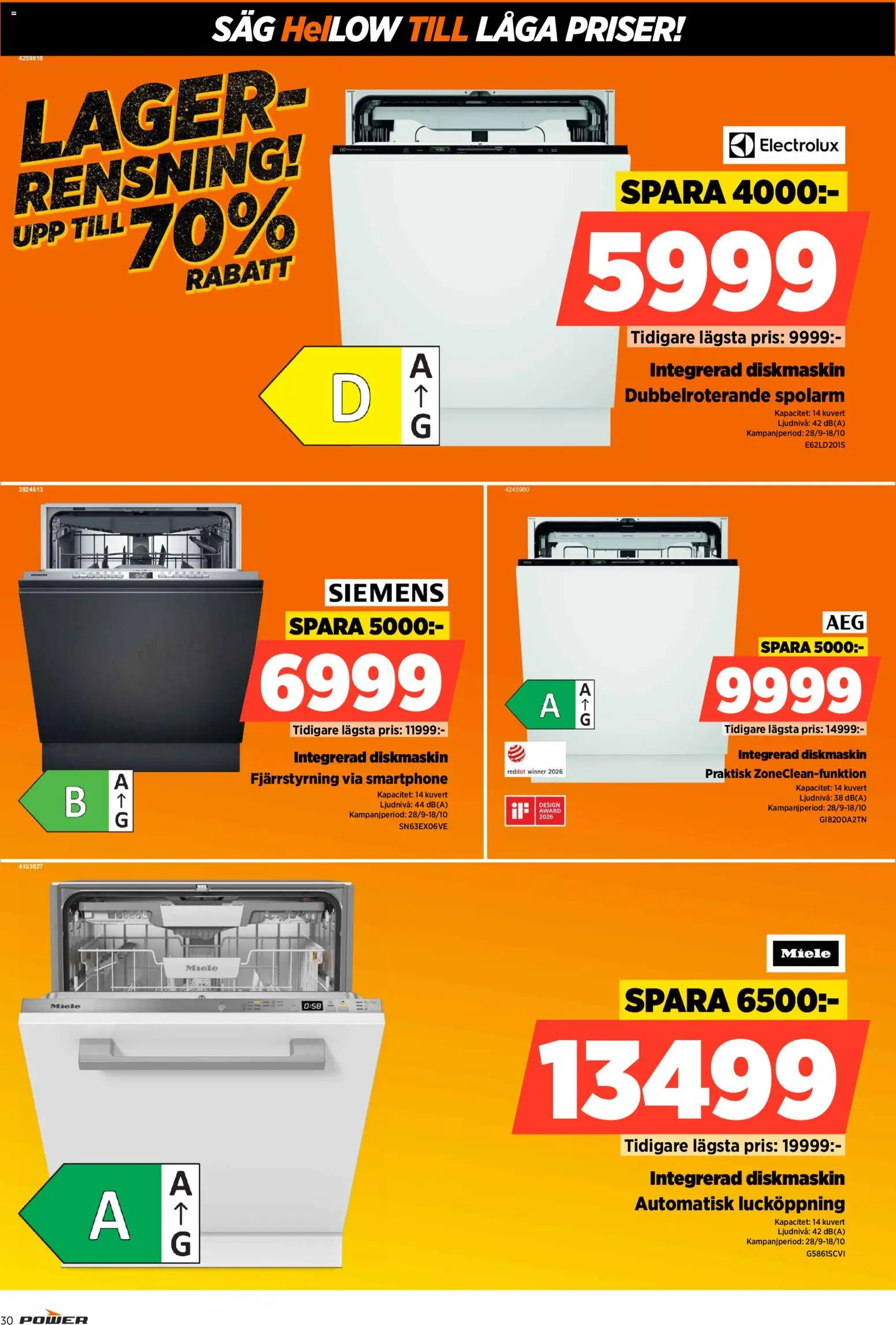 Power reklamblad aktuell från 28/09/2026 | Sida: 30 | Produkter: Diskmaskin, Såg, Kuvert, Smartphone